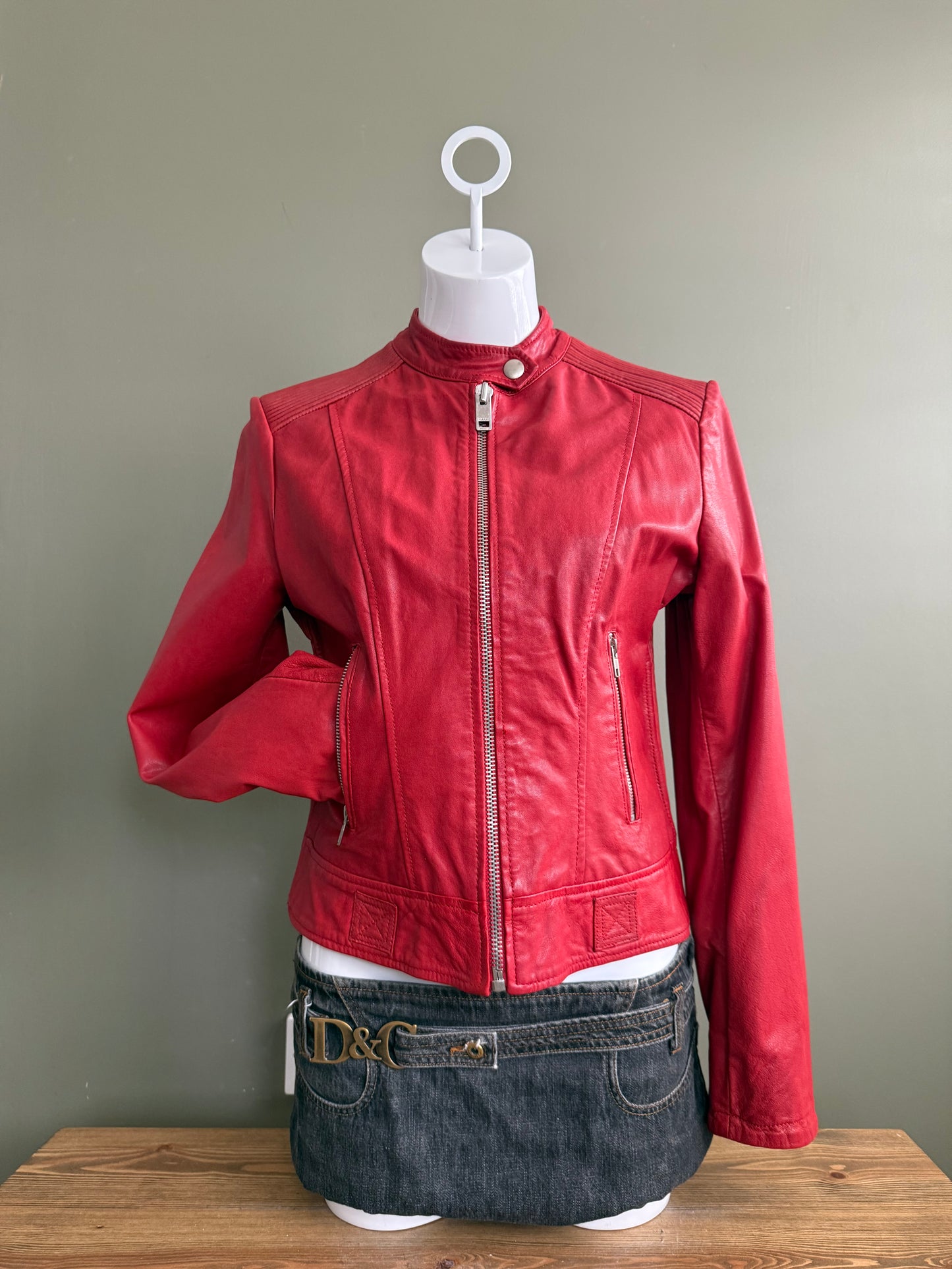 Diesel Red Leather Jacket (M)