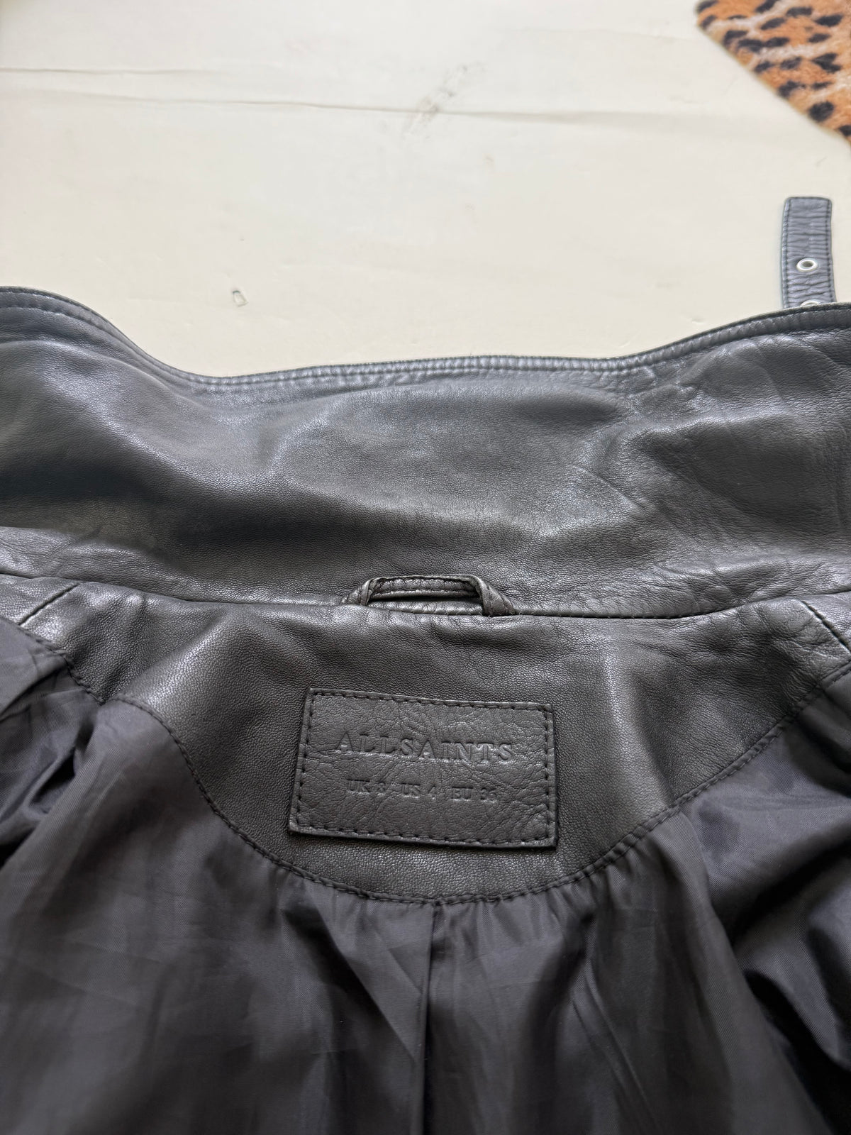Allsaints Fitted Leather Buckle Jacket (UK8)