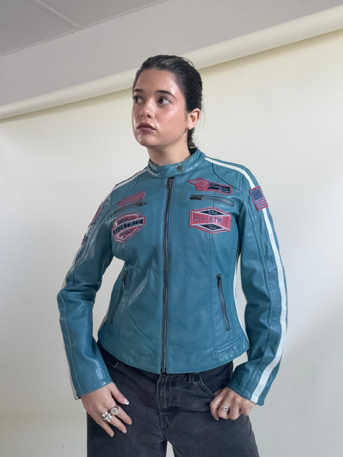 Aviatrix Leather Biker Jacket (S)