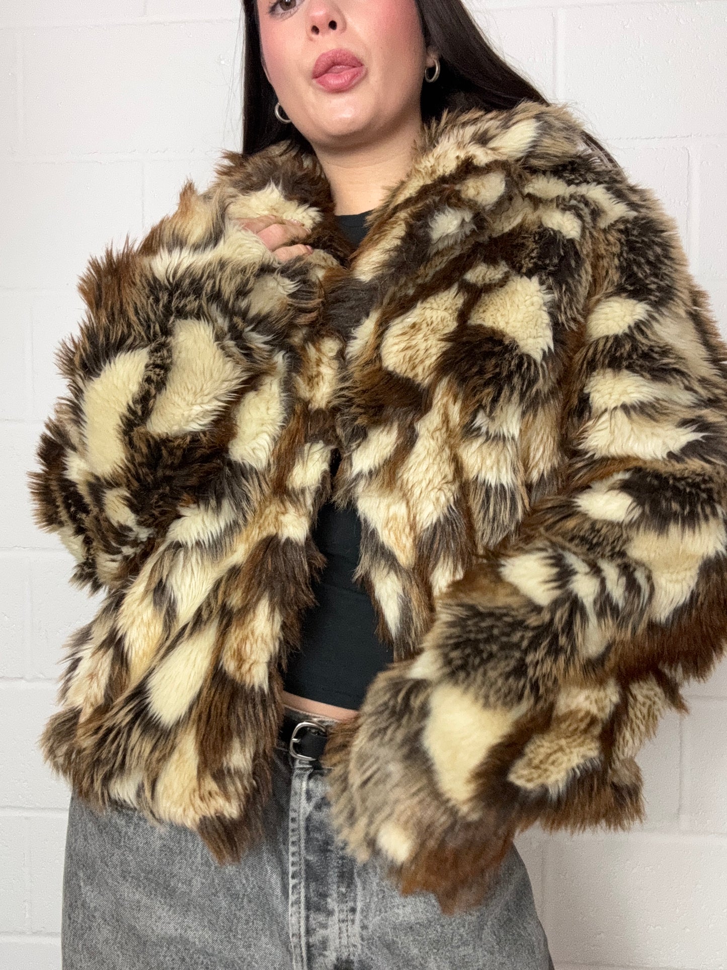 Faux Fur Patchwork Jacket (UK12)