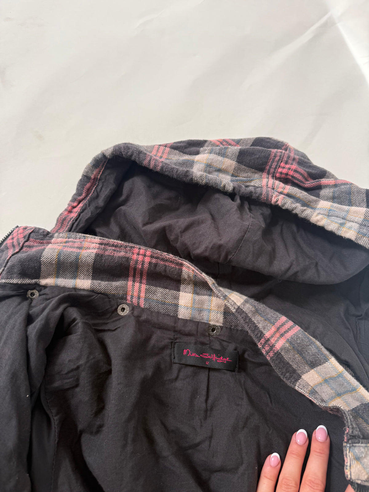 Tartan Hooded Bomber Jacket (UK12)
