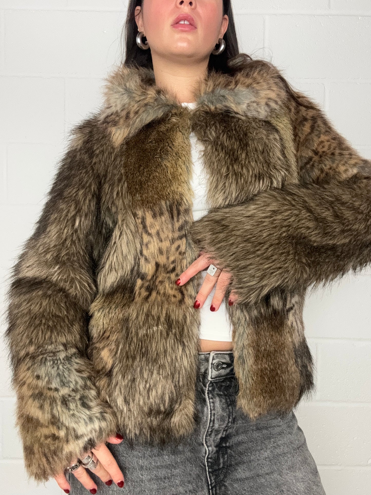 Faux Fur Patchwork Jacket (UK10)