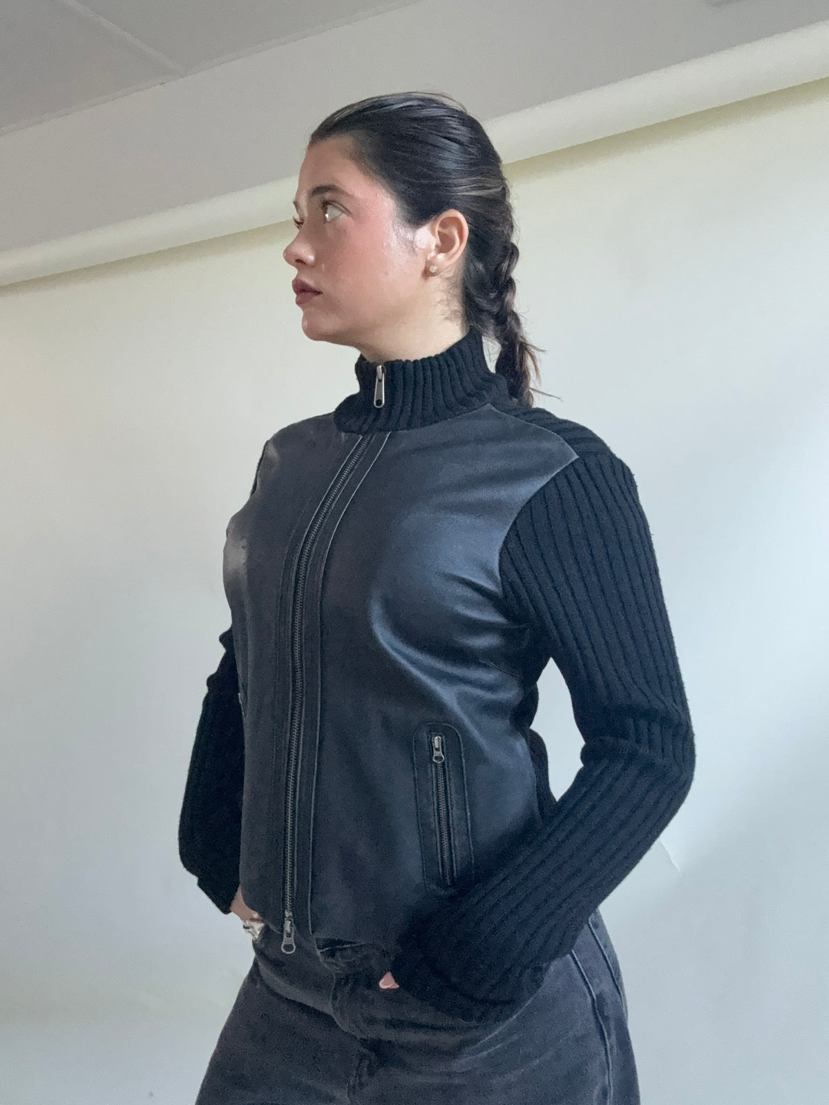 Knitted Leather Jacket (UK14)