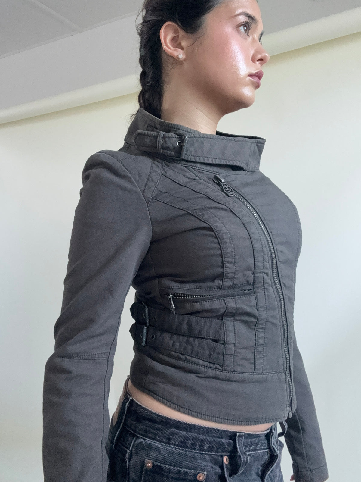 Diesel Cropped Fitted Utility Jacket (S)
