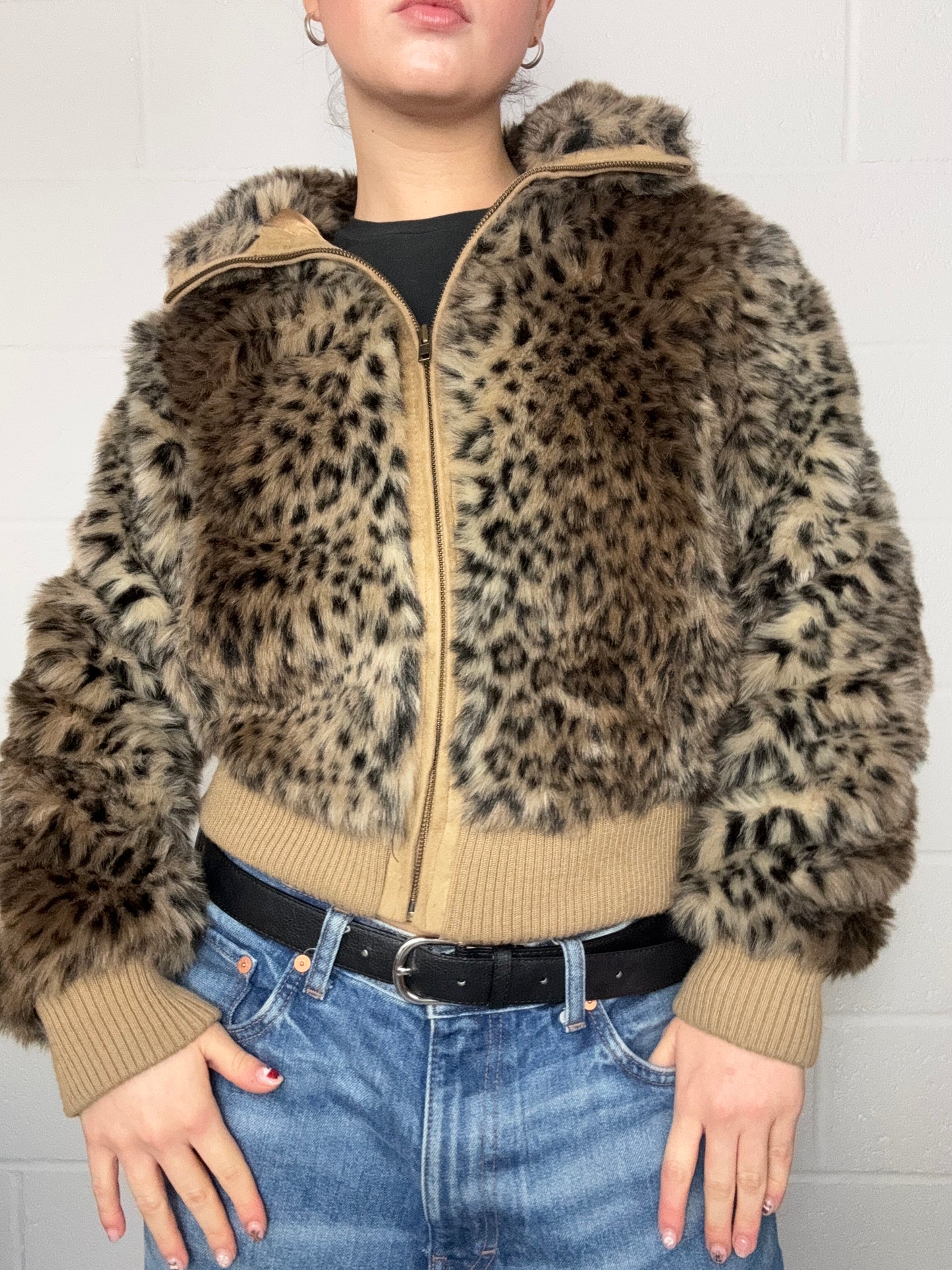 Leopard Faux Fur Jacket (UK8)