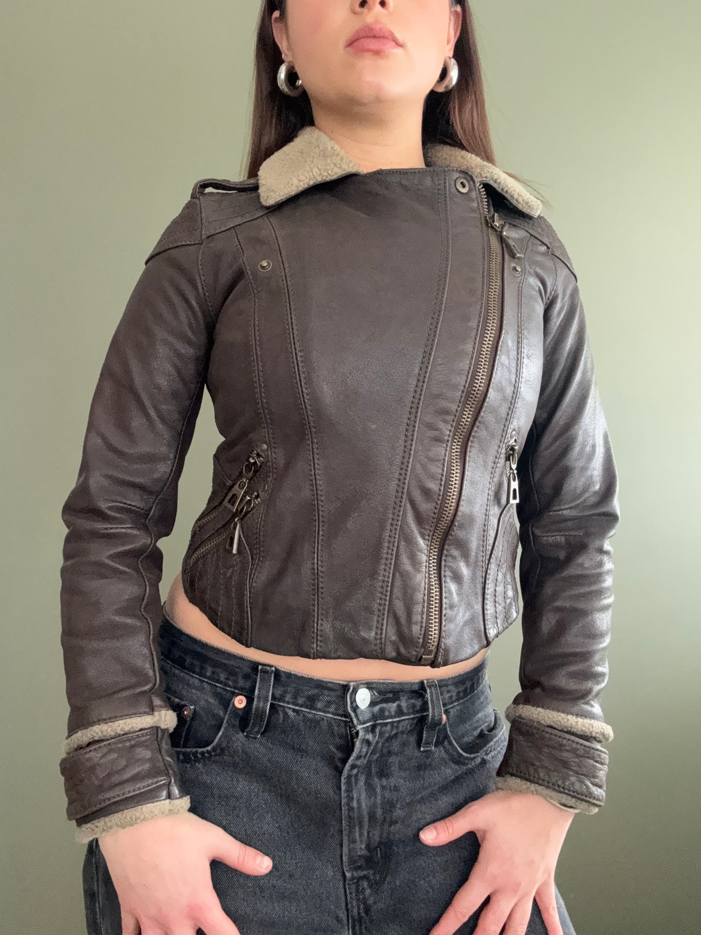 Leather Aviator Jacket (UK6)