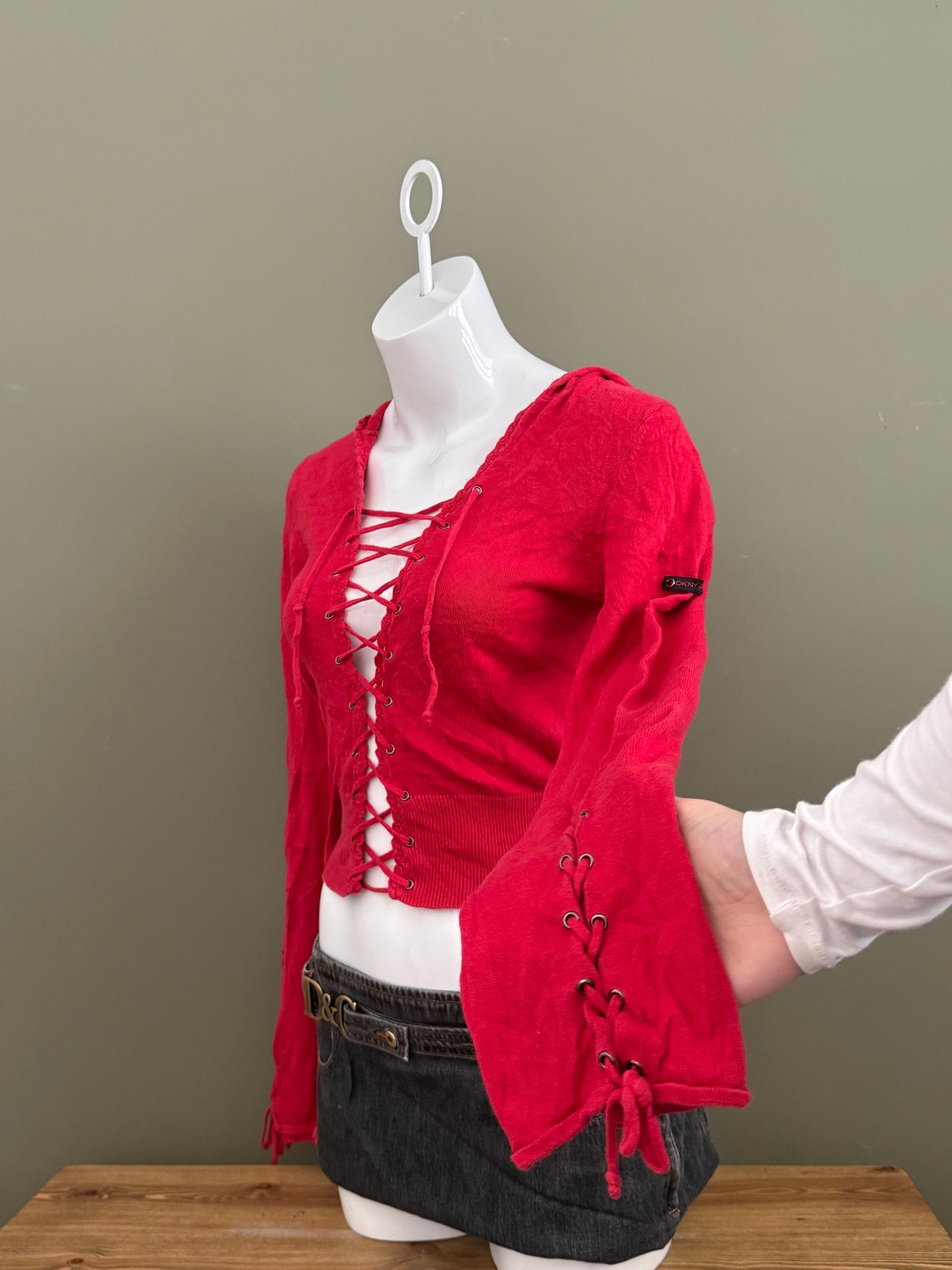 DKNY Hooded Lace Up Jumper (M)