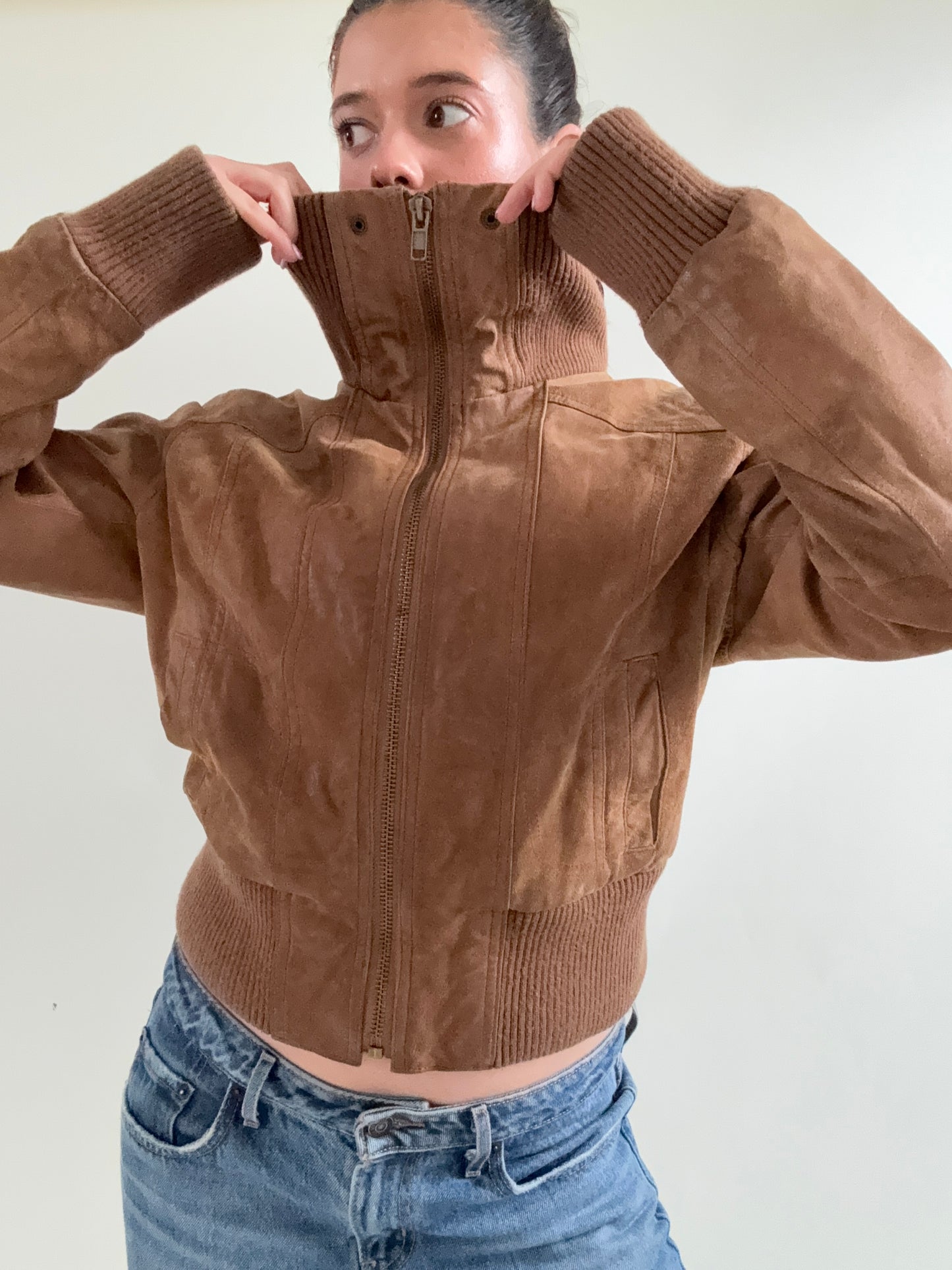 Leather Bomber Jacket (UK16)