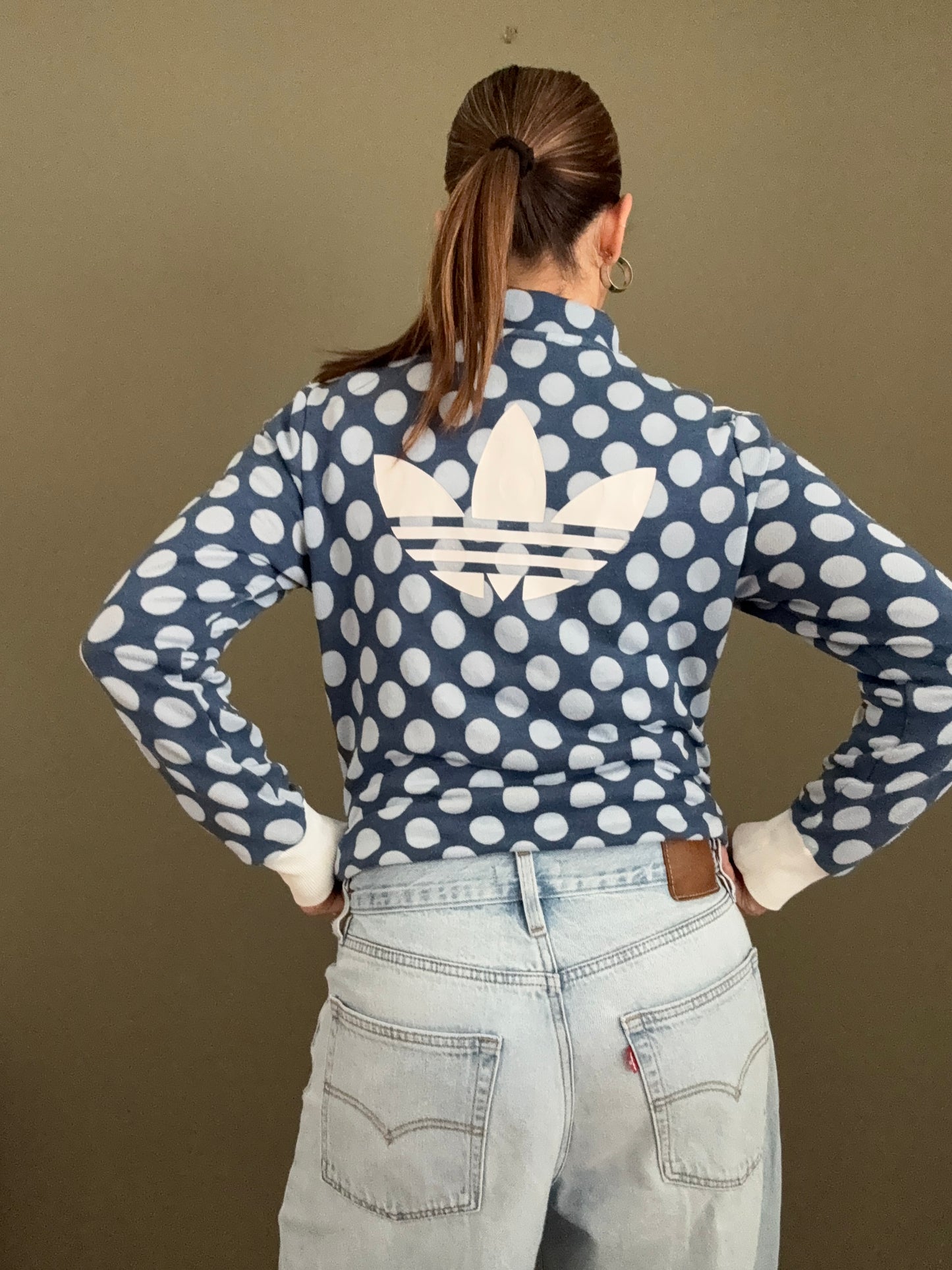 Blue Adidas Polka Dot Zip Jumper (S)