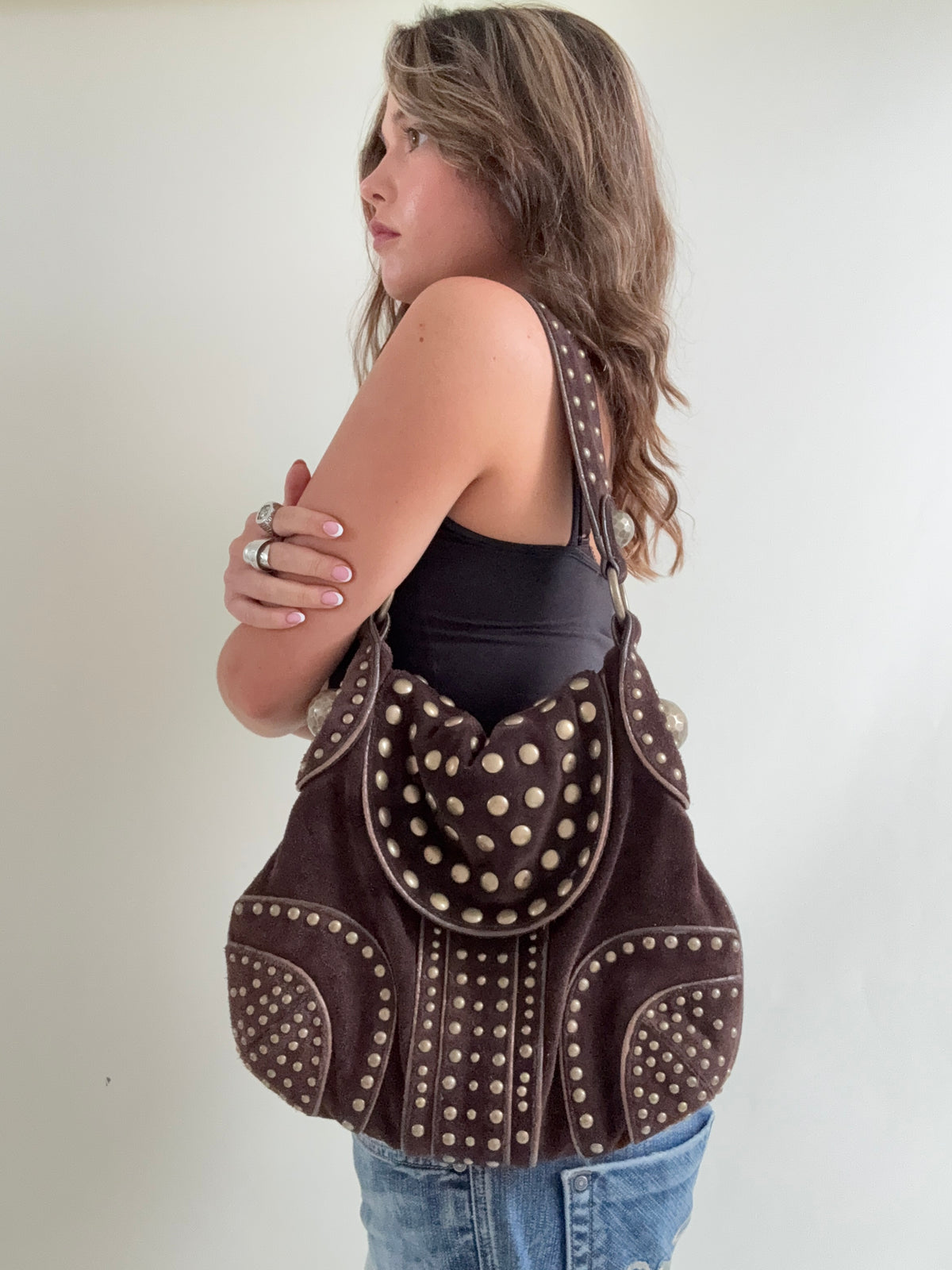 DKNY Studded Suede Handbag
