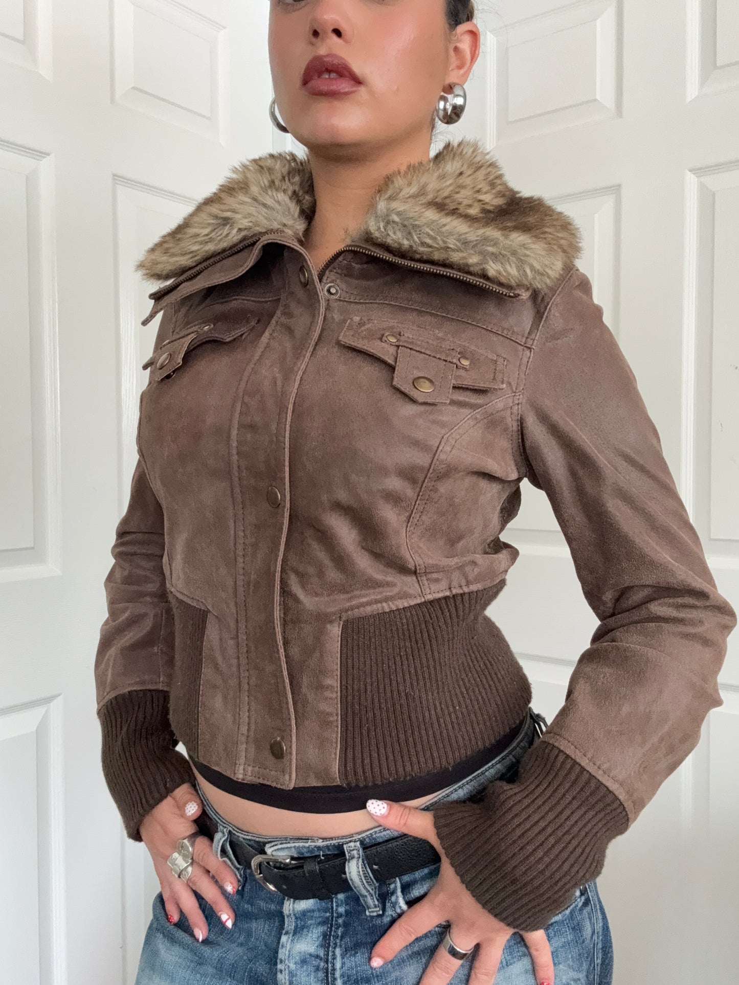Leather Bomber Jacket (UK12)