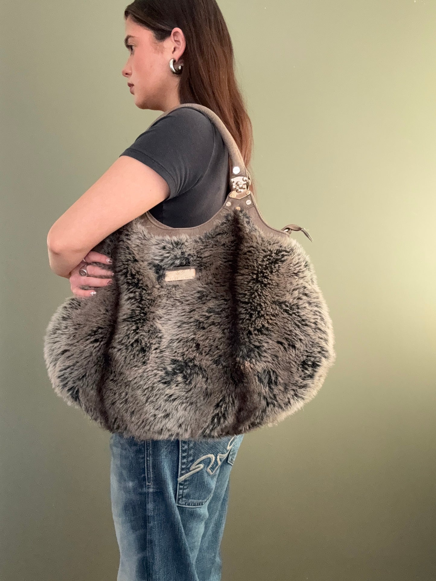 Large Faux Fur Shoulder Bag