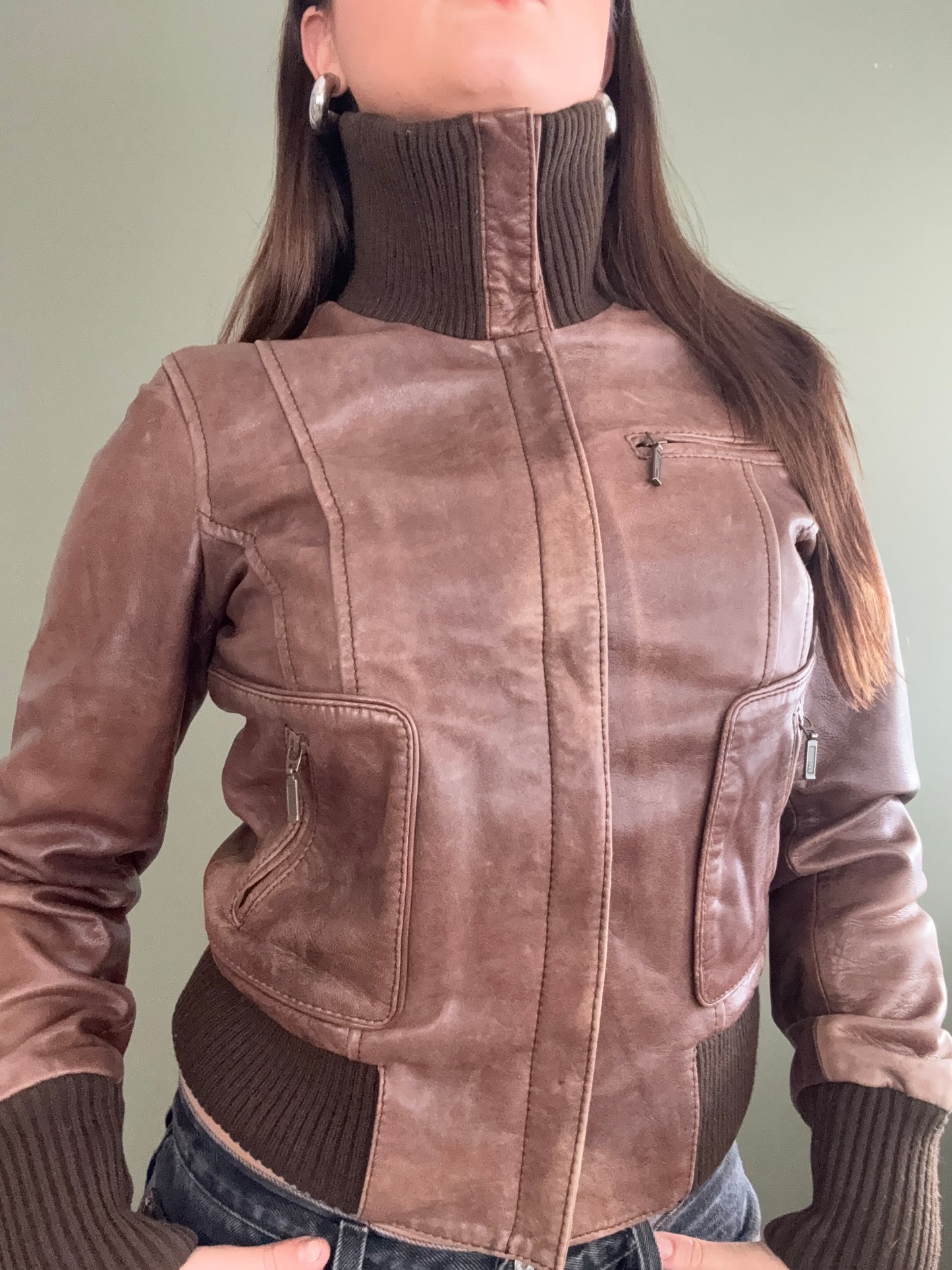 Oasis Brown Leather Jacket