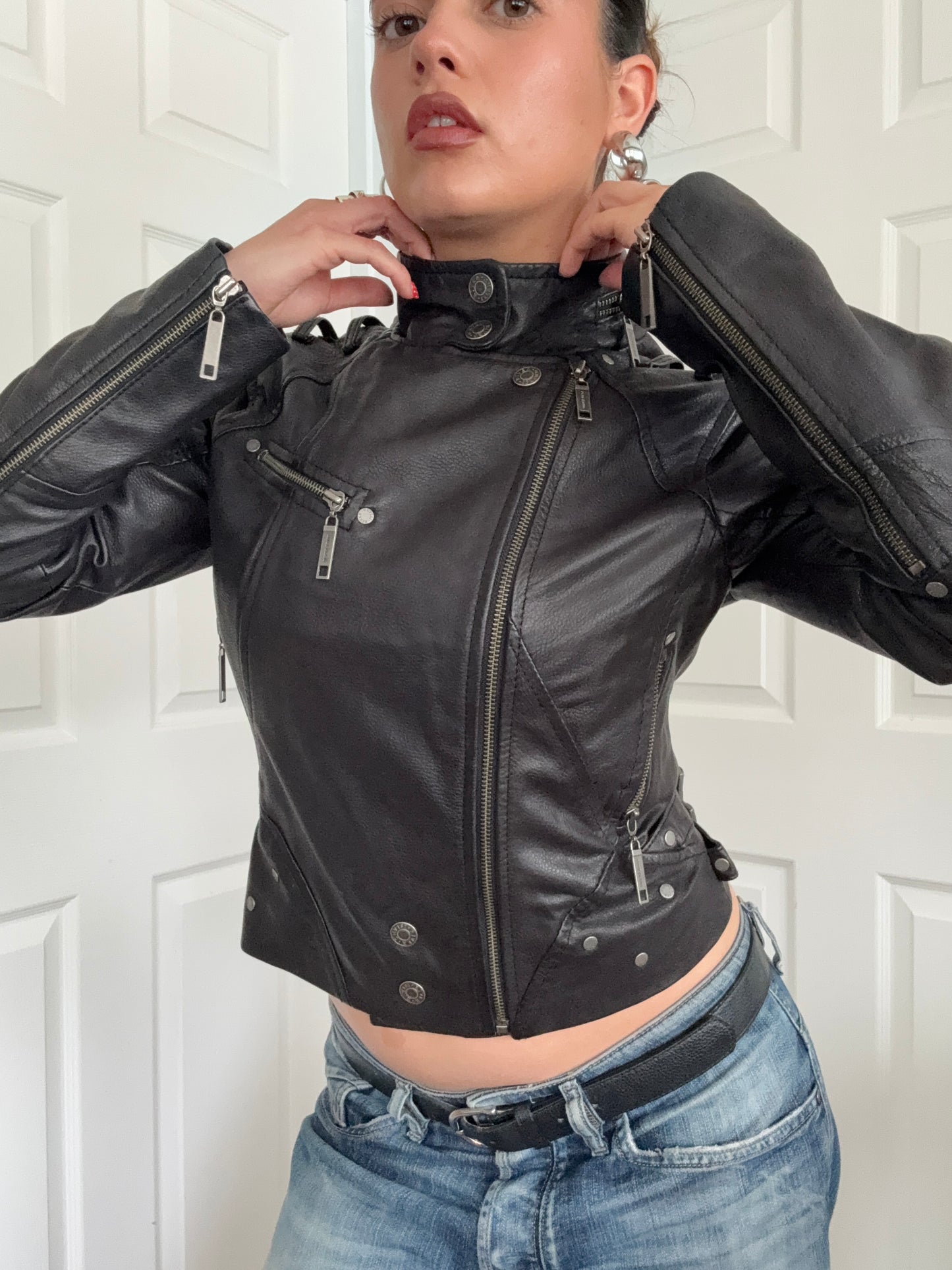 Leather Biker Jacket (UK10)