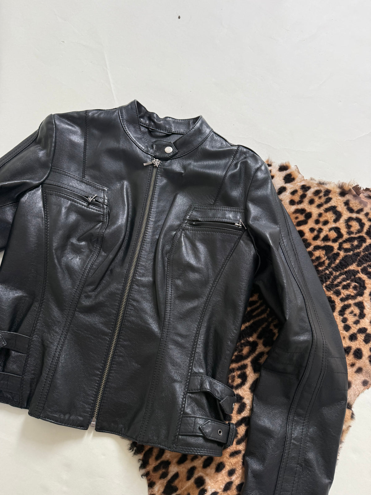 Vintage Fitted Leather Buckle Jacket (UK12)