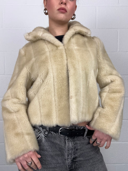 Cream Faux Fur Jacket (UK10)