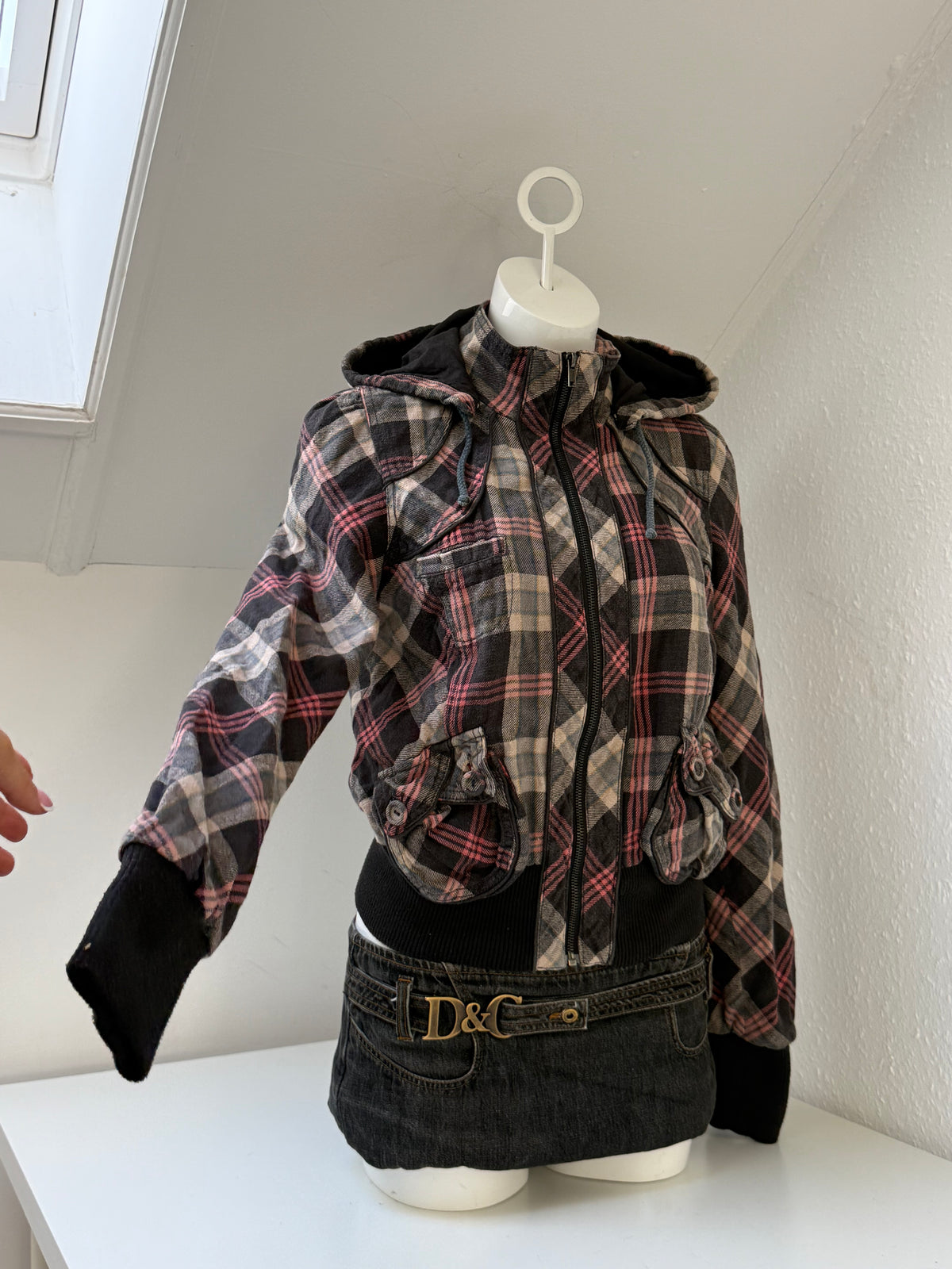 Tartan Hooded Bomber Jacket (UK12)