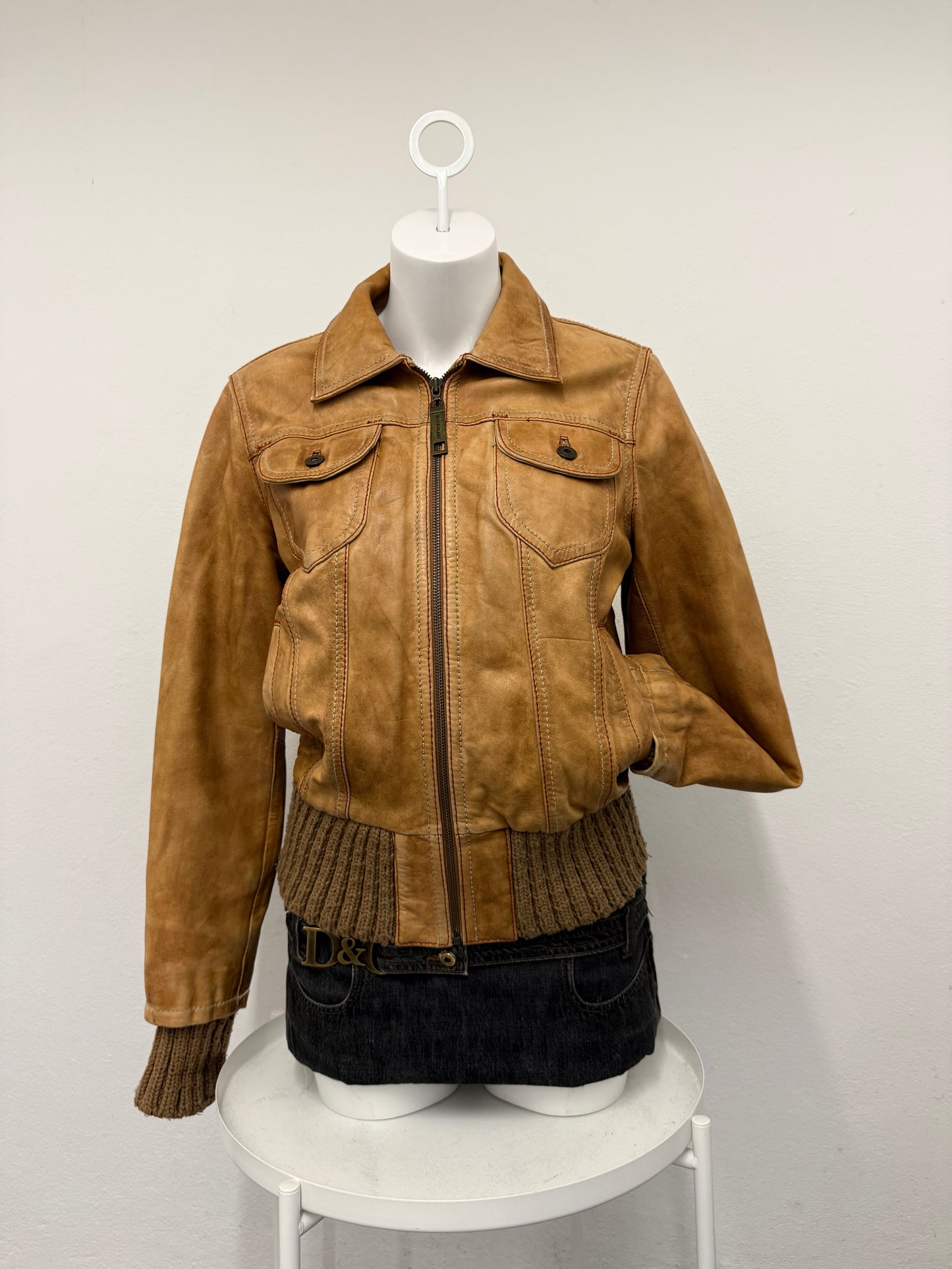 Leather Bomber Jacket (UK16)
