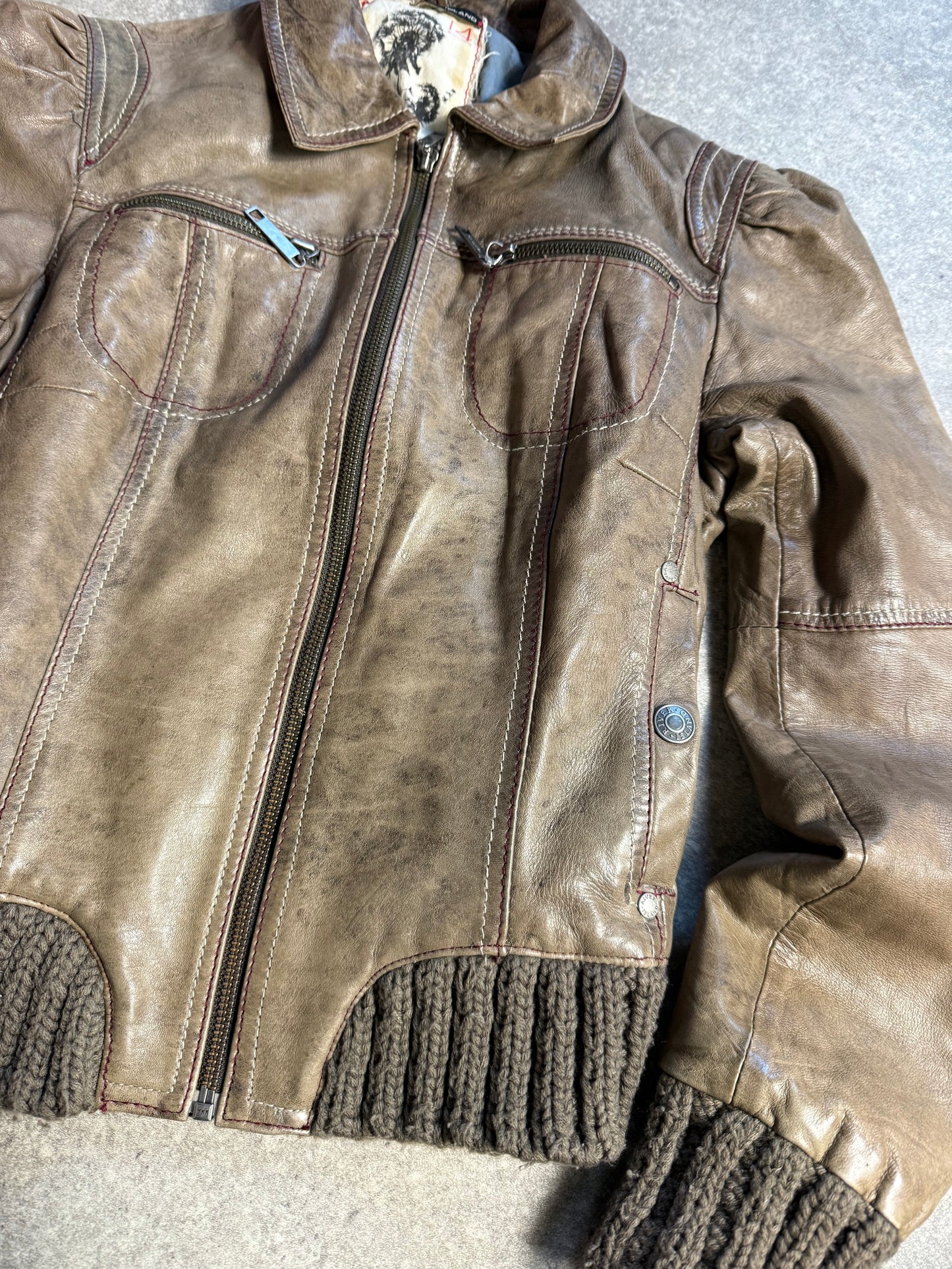 Vintage Leather Bomber Jacket (UK14)