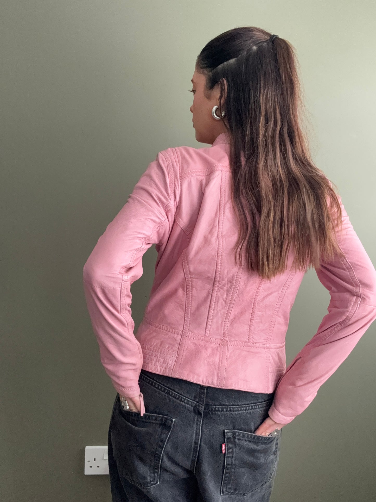 Pink Leather Jacket (UK12)
