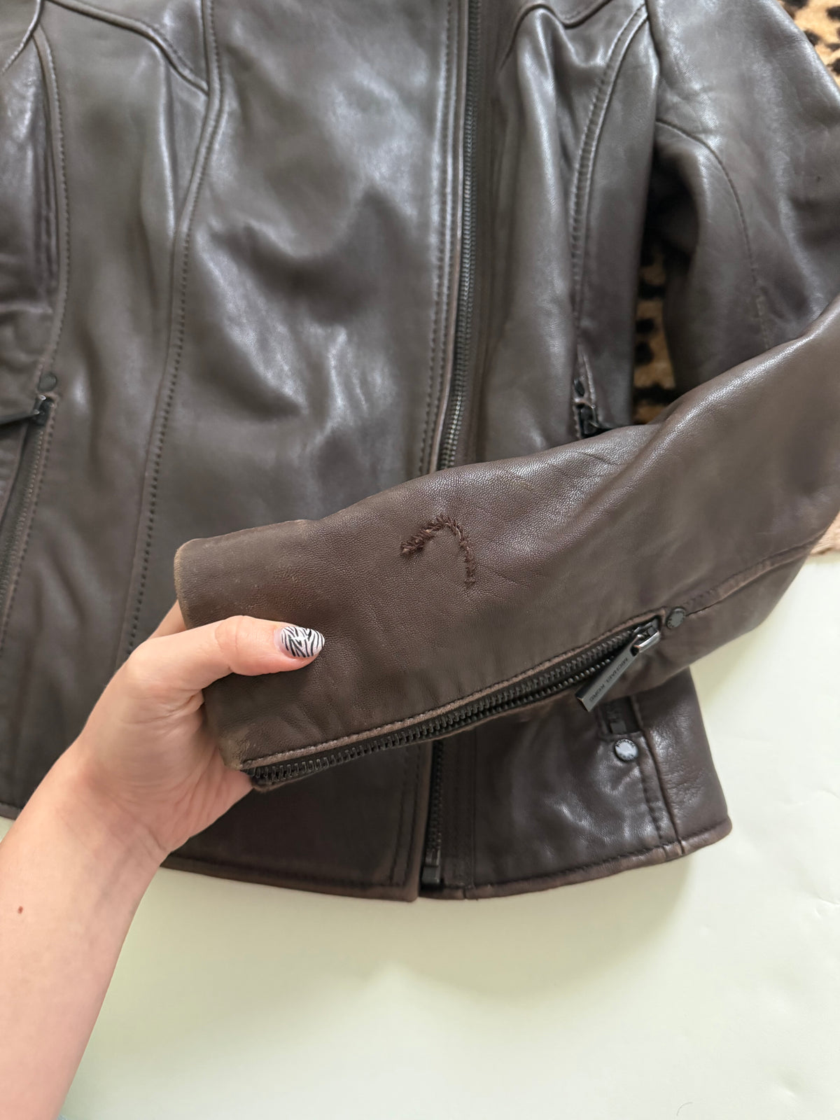 Michael Kors Asymmetric Leather Jacket (S)