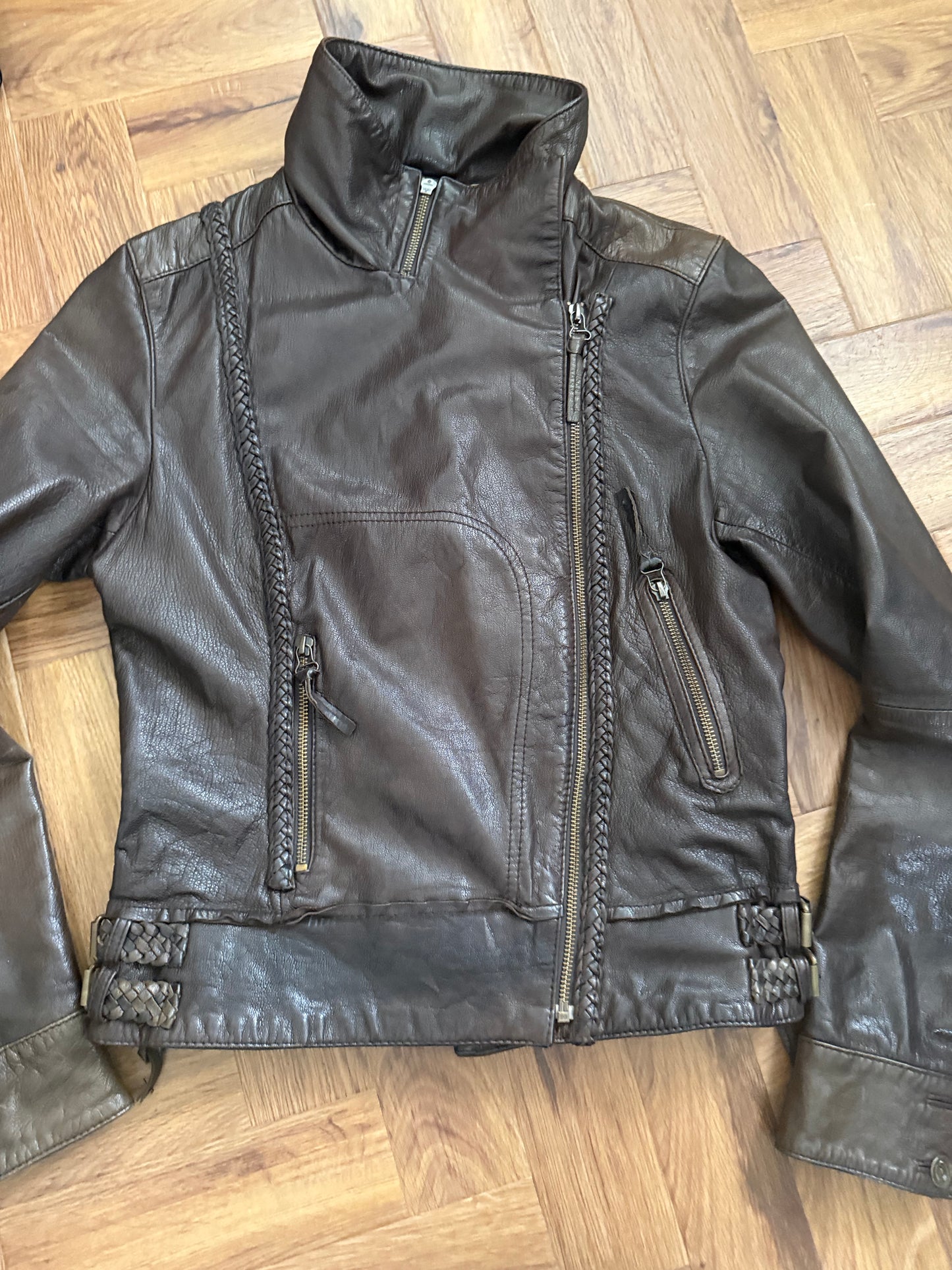Allsaints Leather Braided Jacket (UK12)