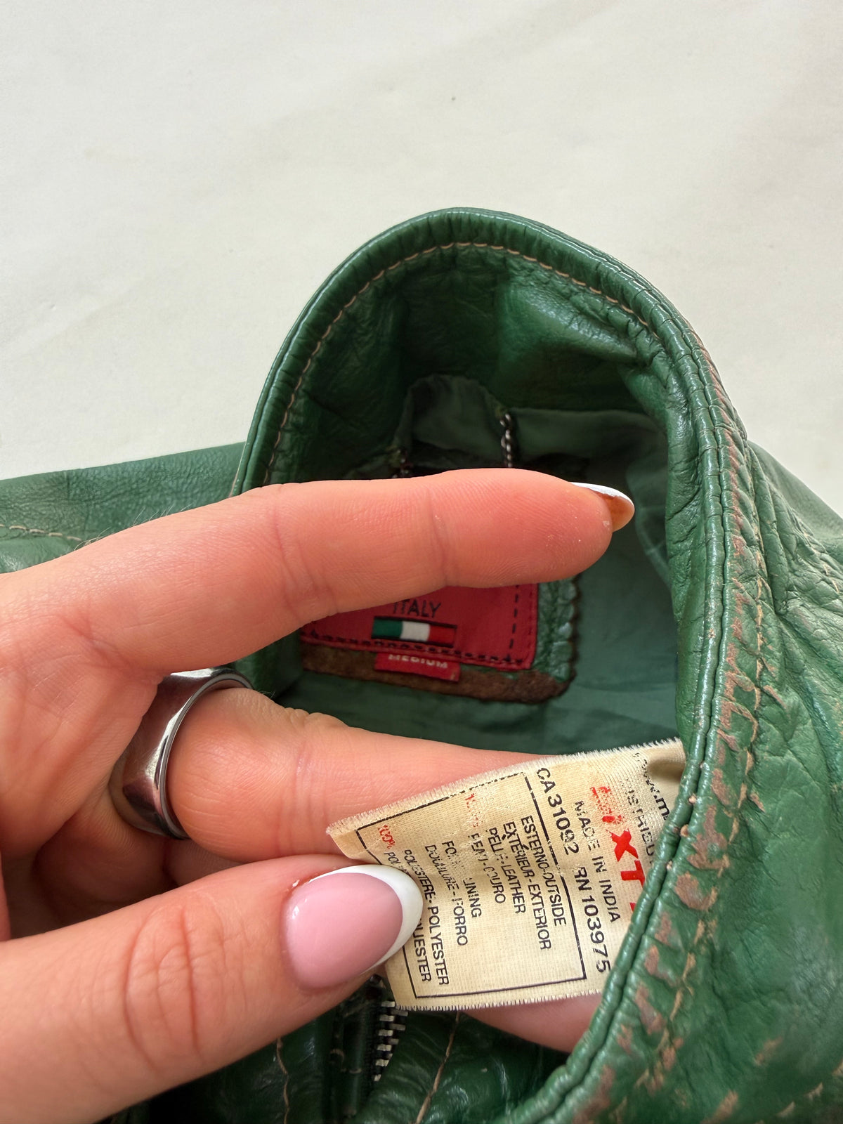 Miss Sixty Green Leather Biker Jacket (M)