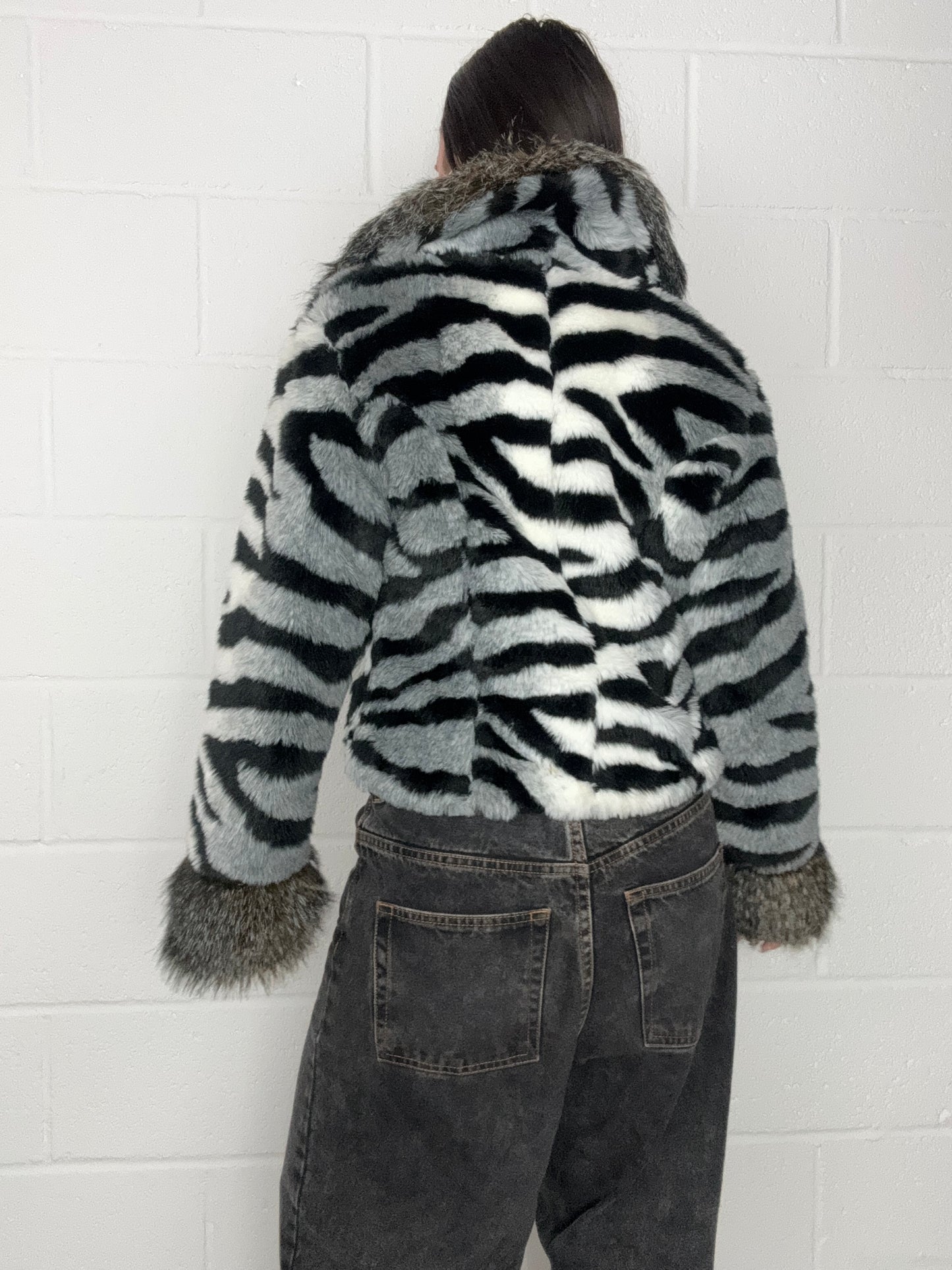 Zebra Faux Fur Jacket