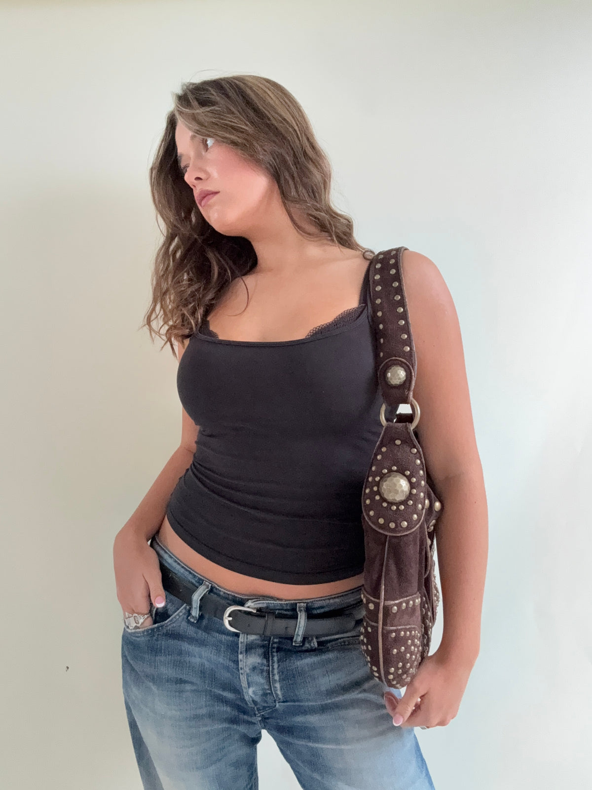 DKNY Studded Suede Handbag