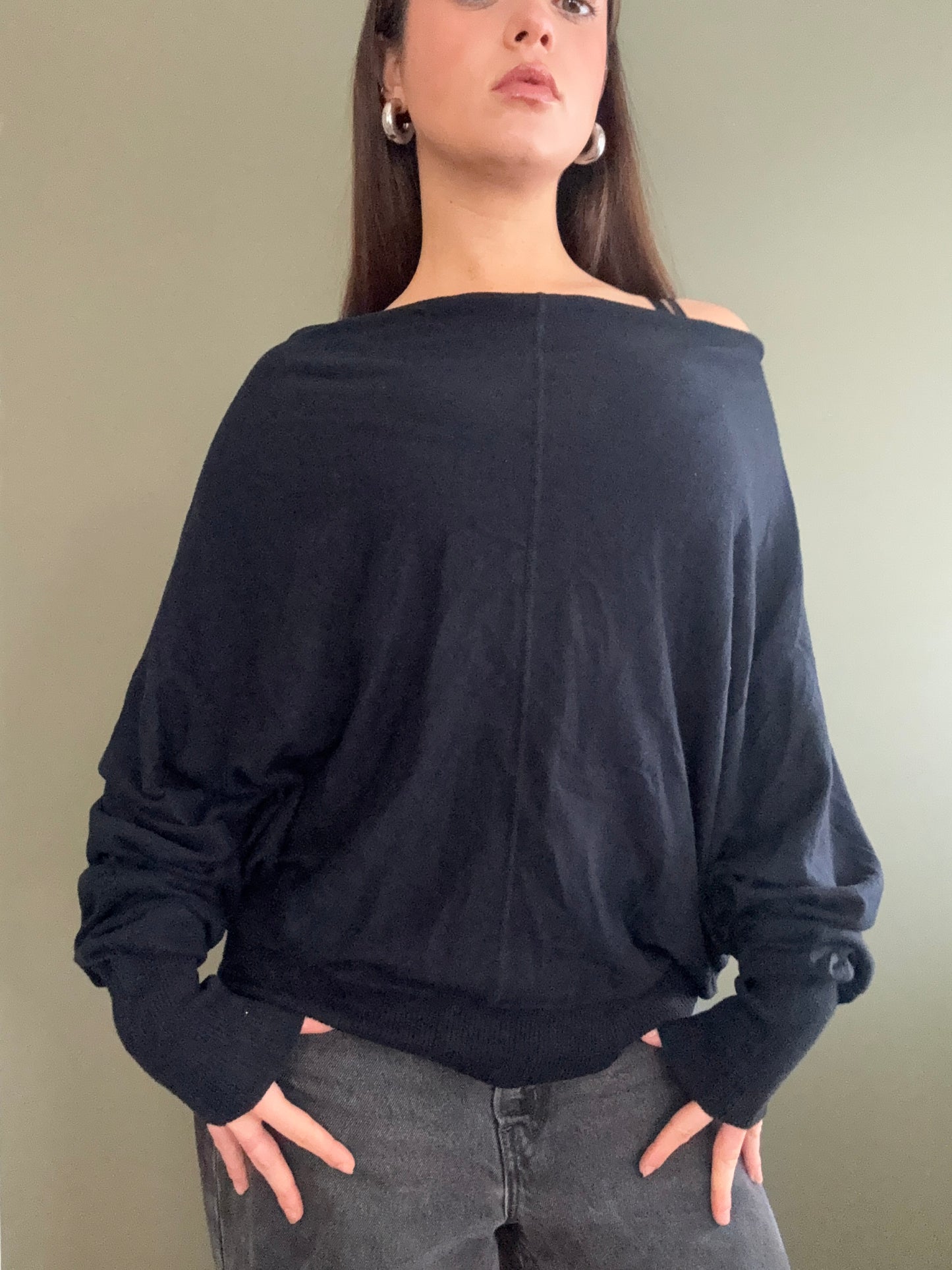 Navy Allsaints Batwing Jumper (L)