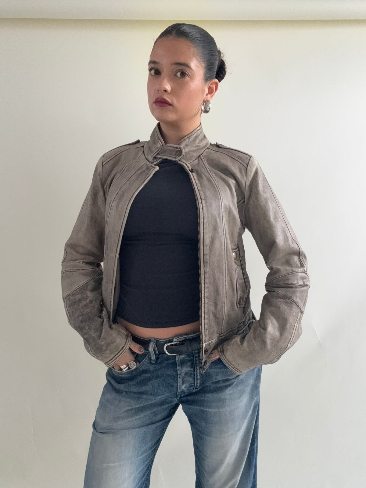 Vintage Pepe Jeans Leather Biker Jacket (M)