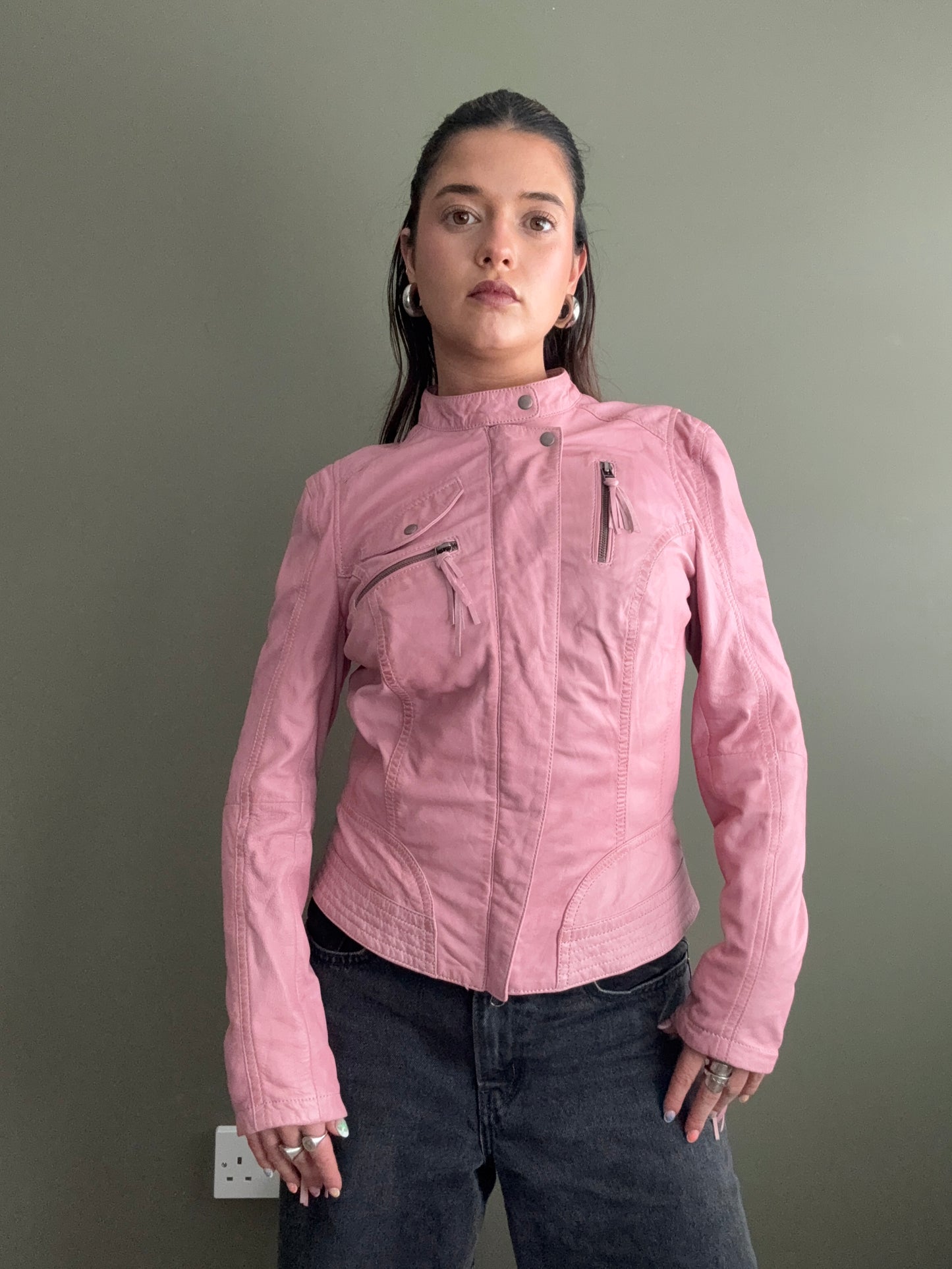 Pink Leather Jacket (UK12)