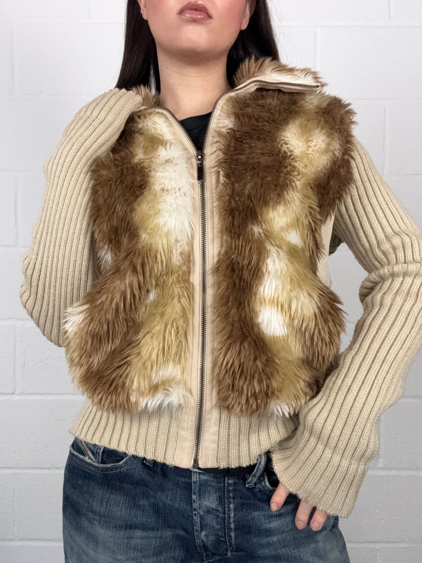 Faux Fur Zip Jumper (XL)