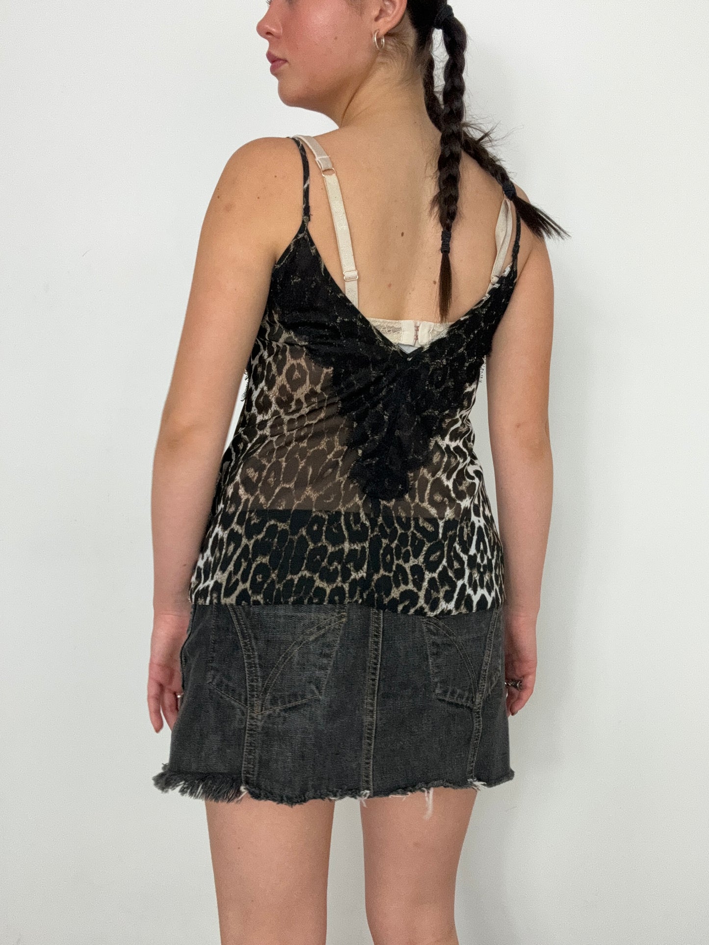 Lipsy Leopard Print Mesh Cami