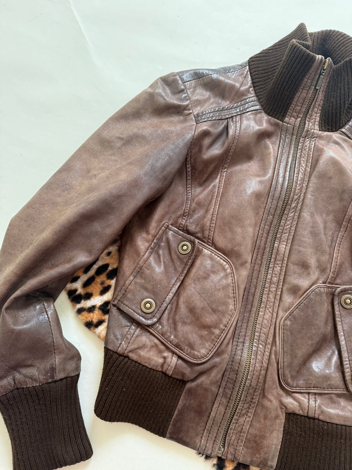 Vintage Brown Leather Jacket (UK10)