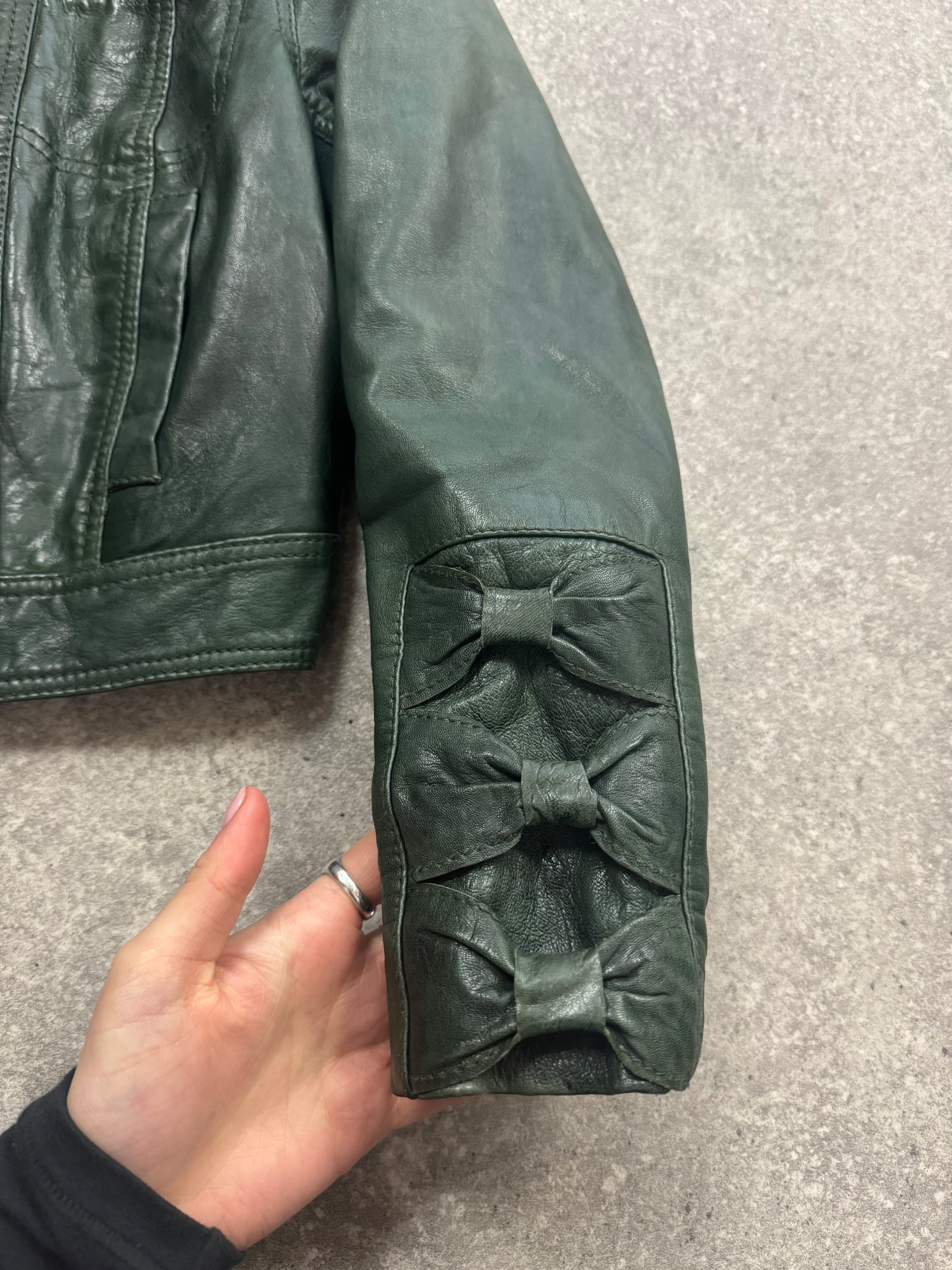 Vintage Green Leather Jacket (UK8)