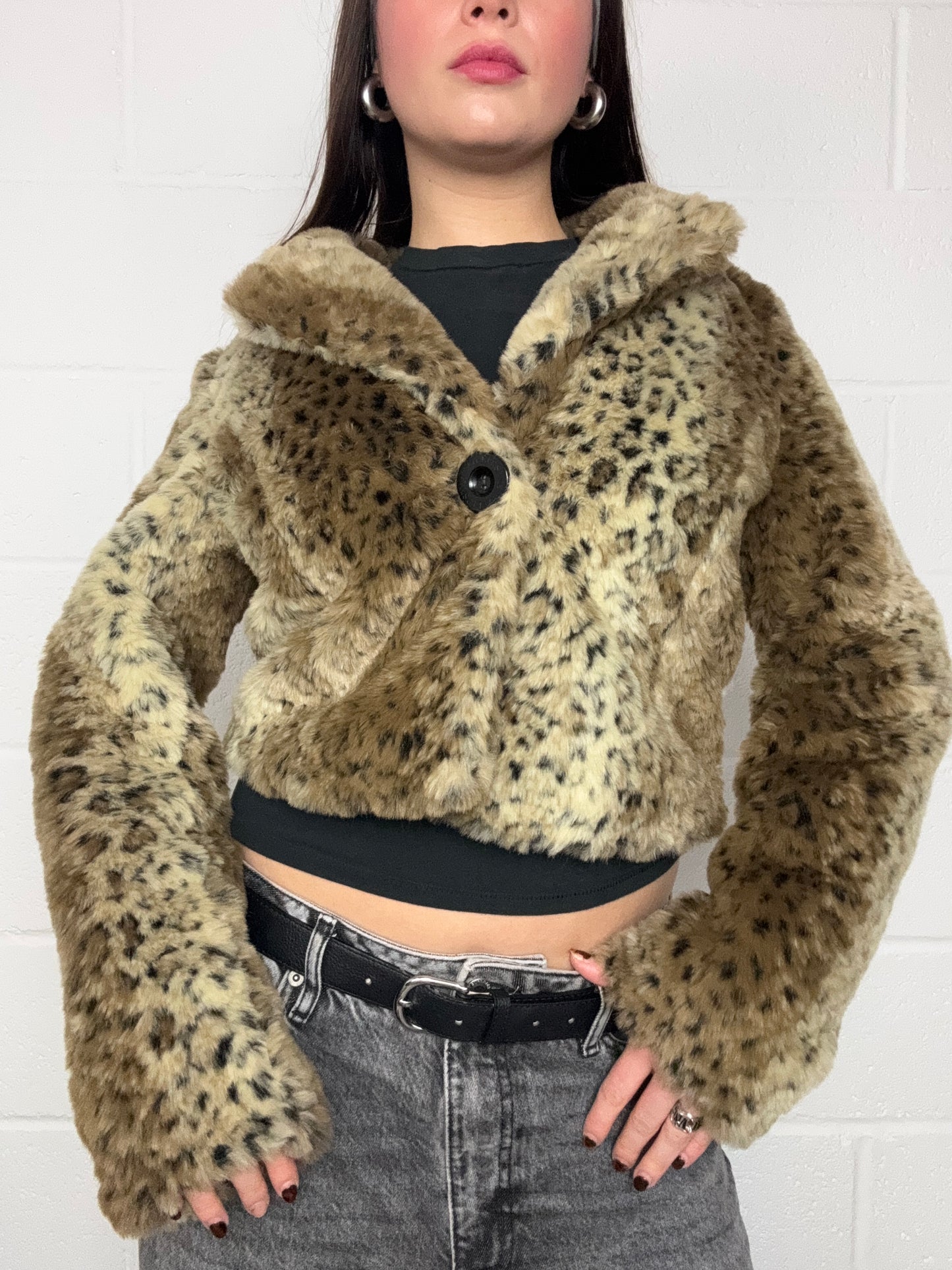 Lipsy Leopard Faux Fur Jacket (UK10)