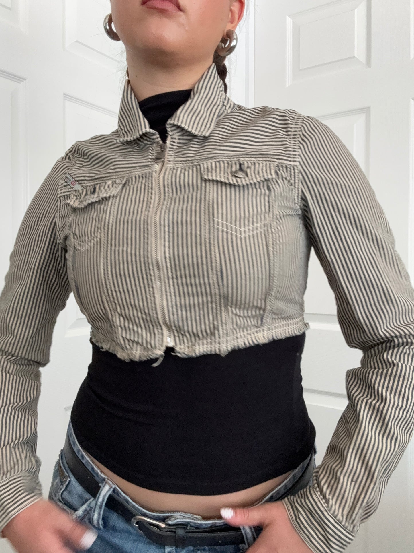 Diesel Pinstripe Cropped Jacket (XL)