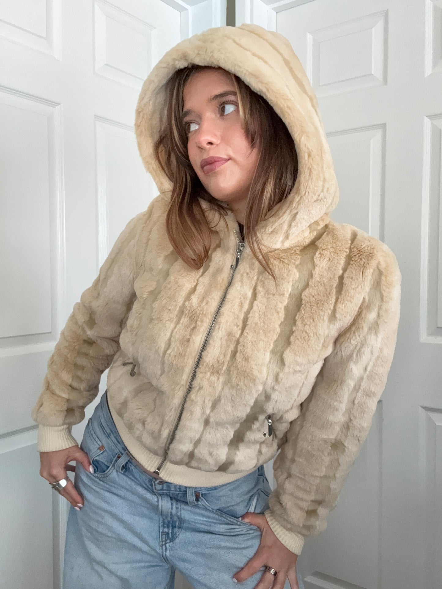 Juicy Couture Faux Fur Hooded Jacket (S)