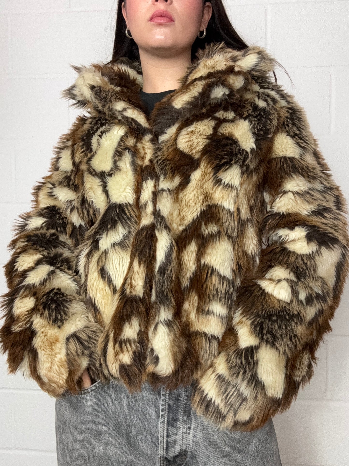 Faux Fur Patchwork Jacket (UK12)