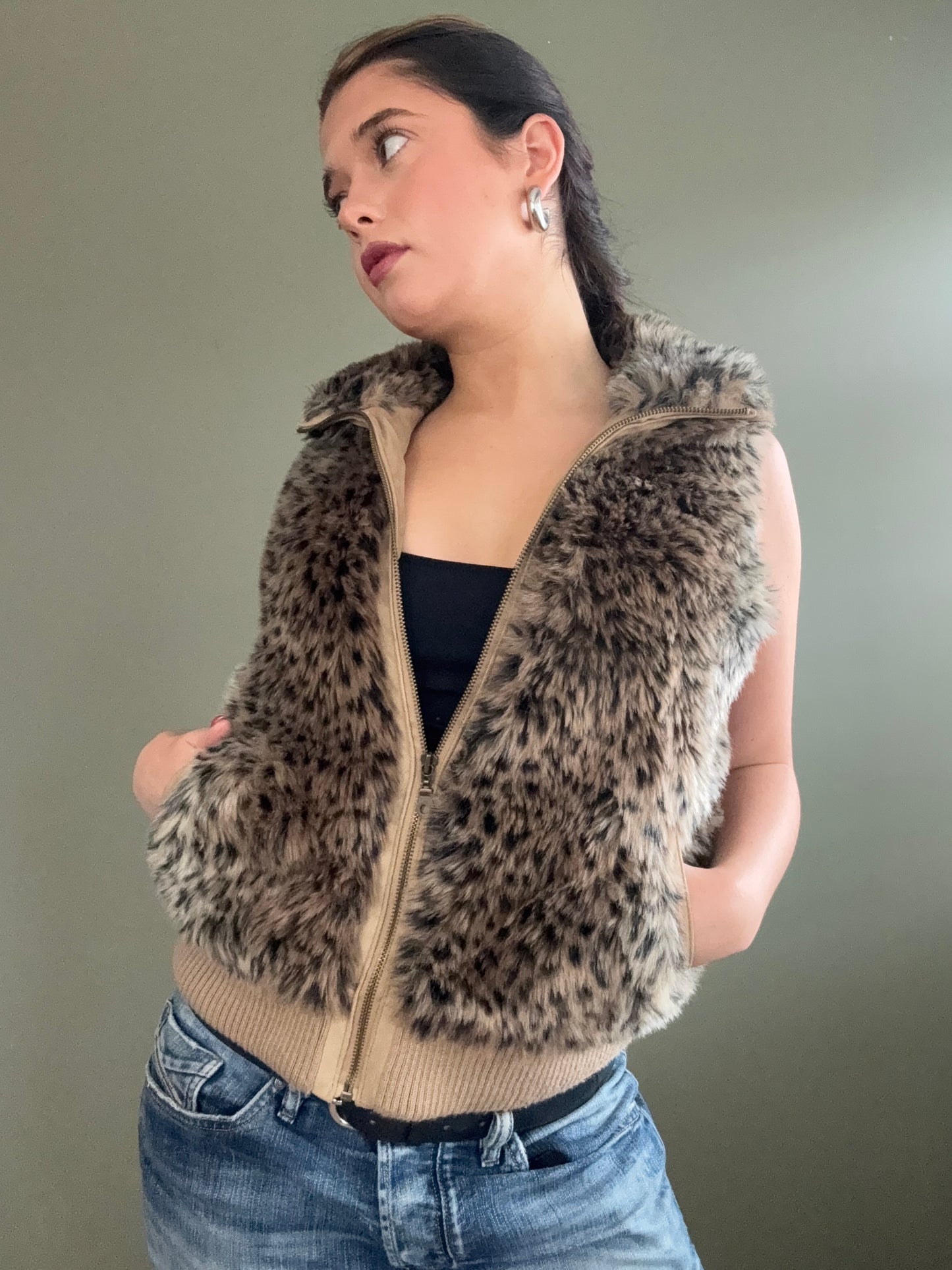 Faux Fur Leopard Gilet (UK12)
