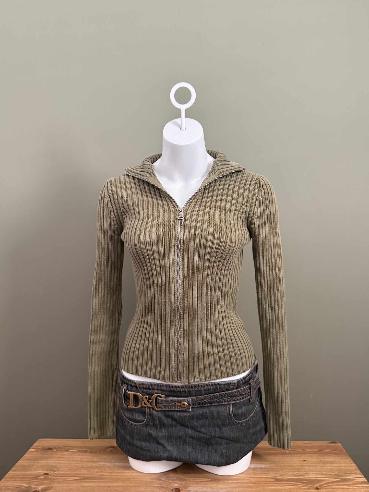 Ralph Lauren Khaki Zip Jumper (S)