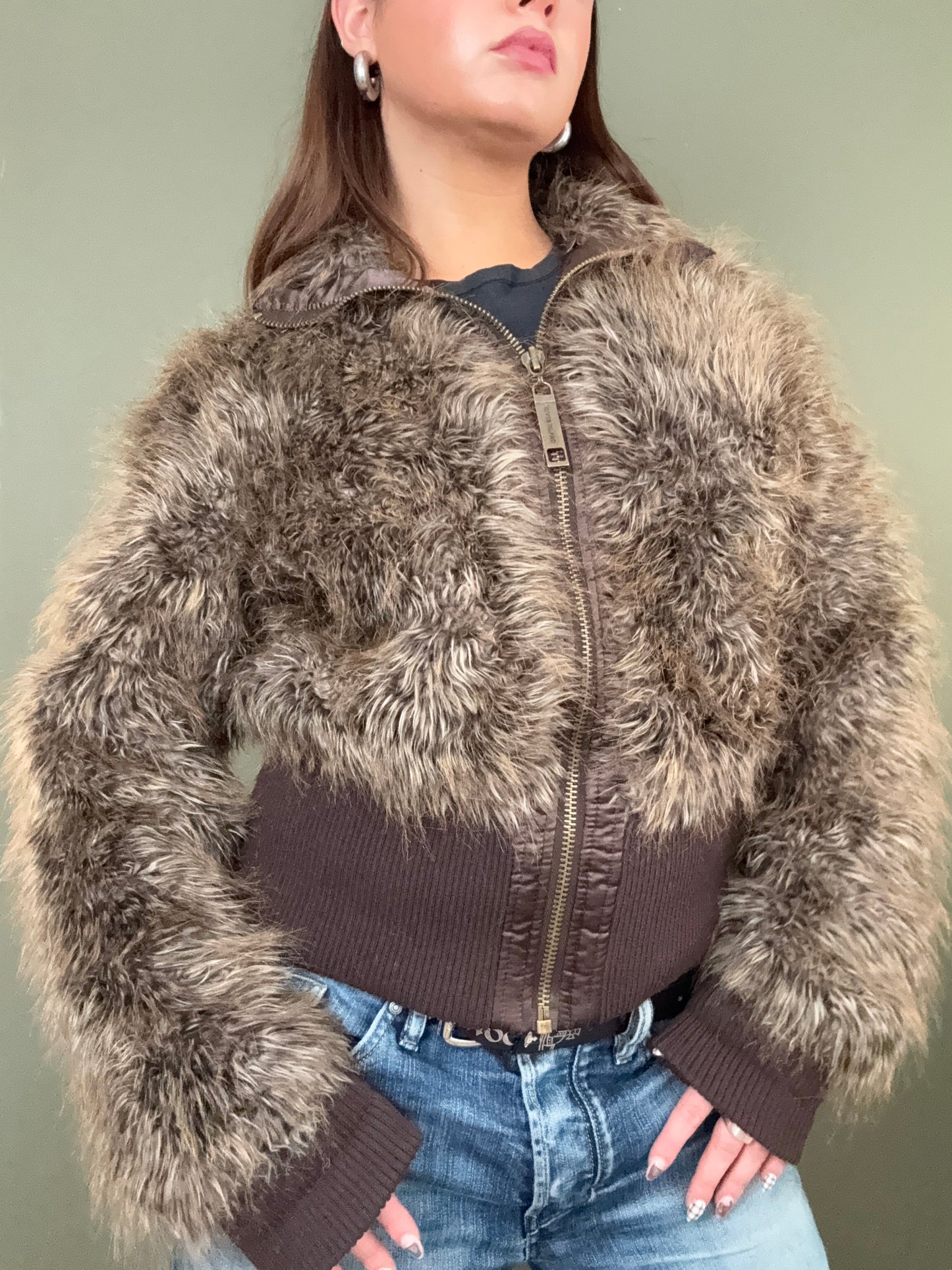 Faux Fur Bomber Jacket (UK16)