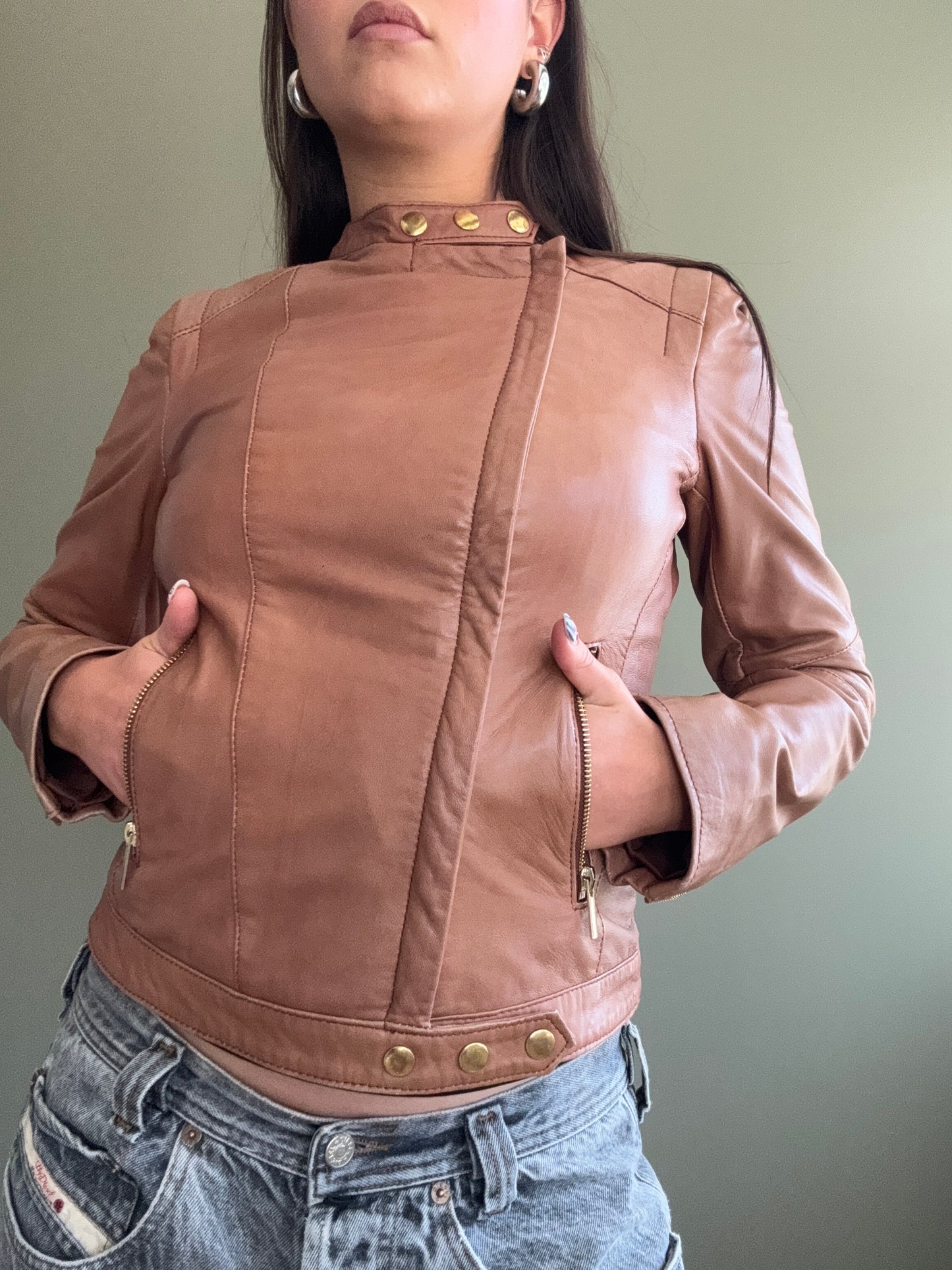 Tan Leather Jacket (XS)