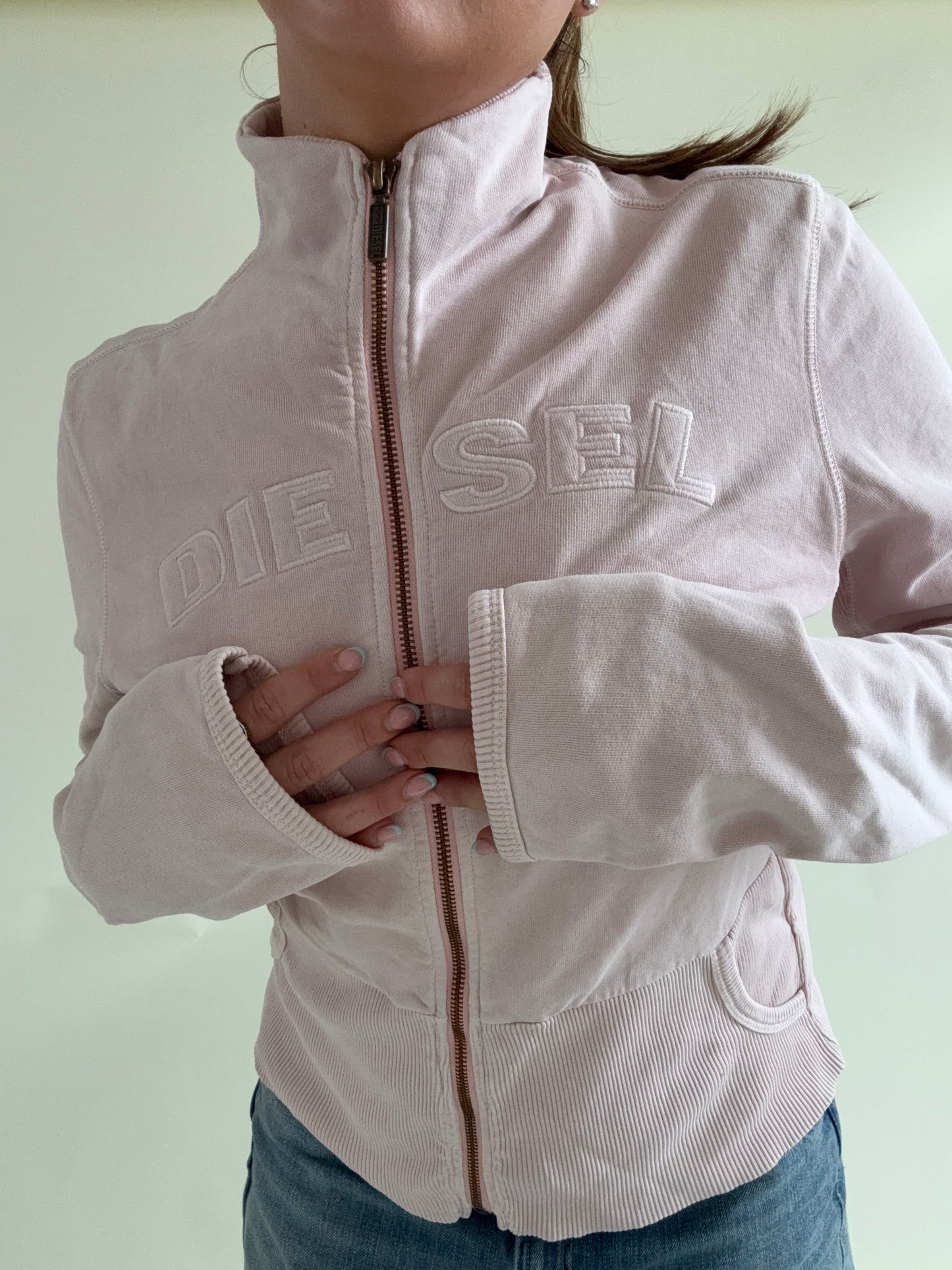 Baby Pink Diesel Zip Jumper (L)