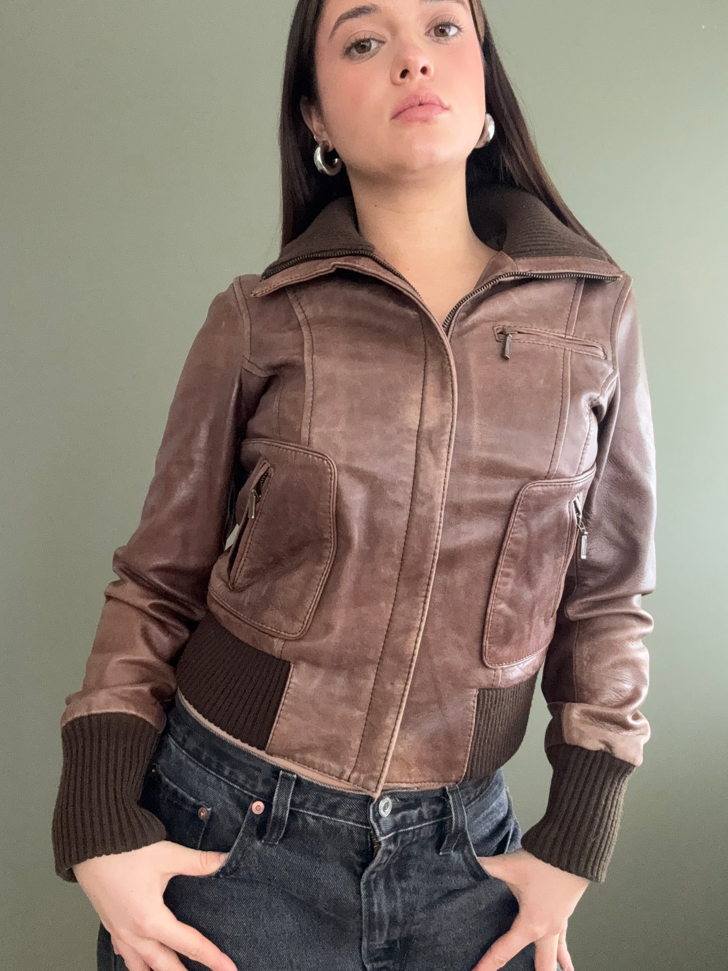 Oasis Brown Leather Jacket