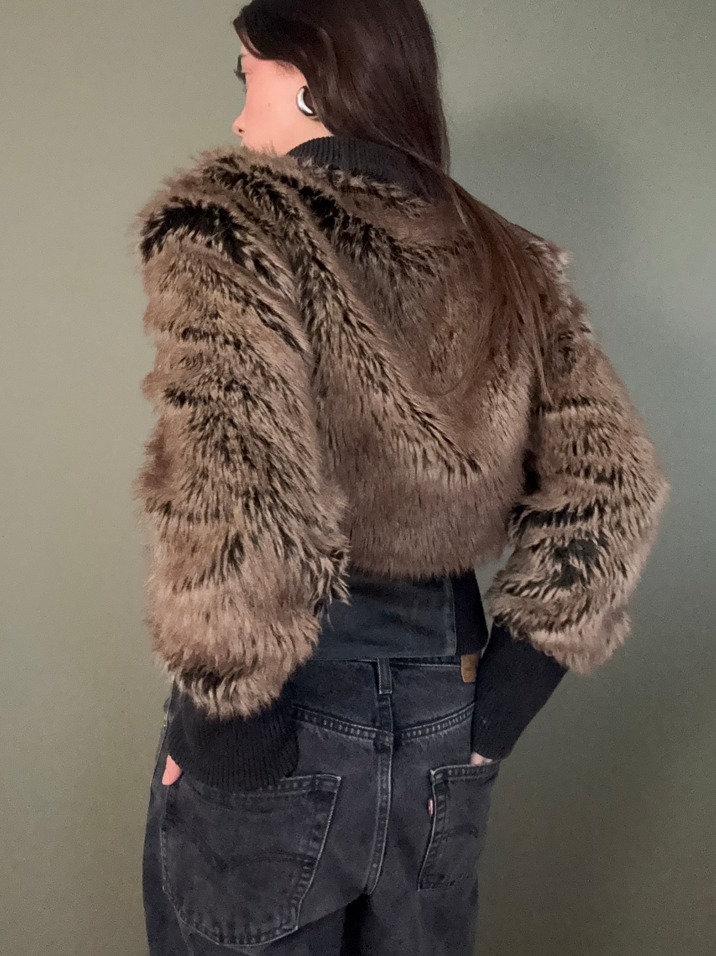 Faux Fur Bomber Jacket (M)