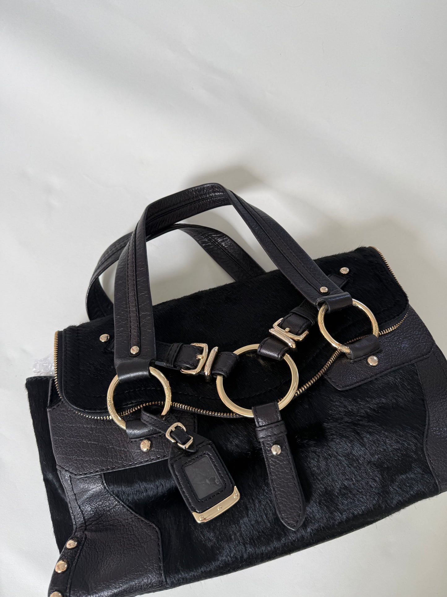 DKNY Pony Hair Studded Handbag