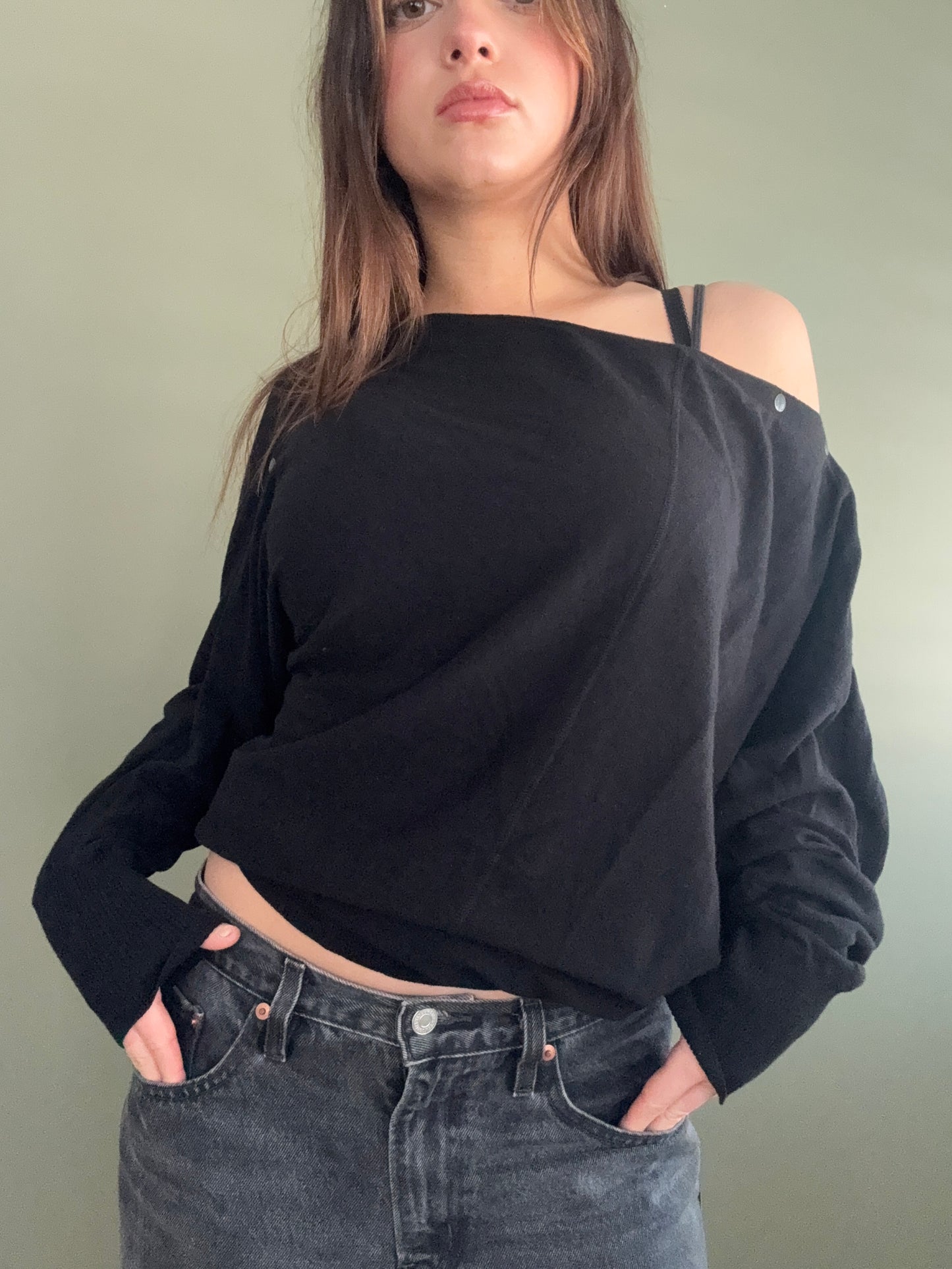 Allsaints Popper Detail Bat Wing Jumper (L)