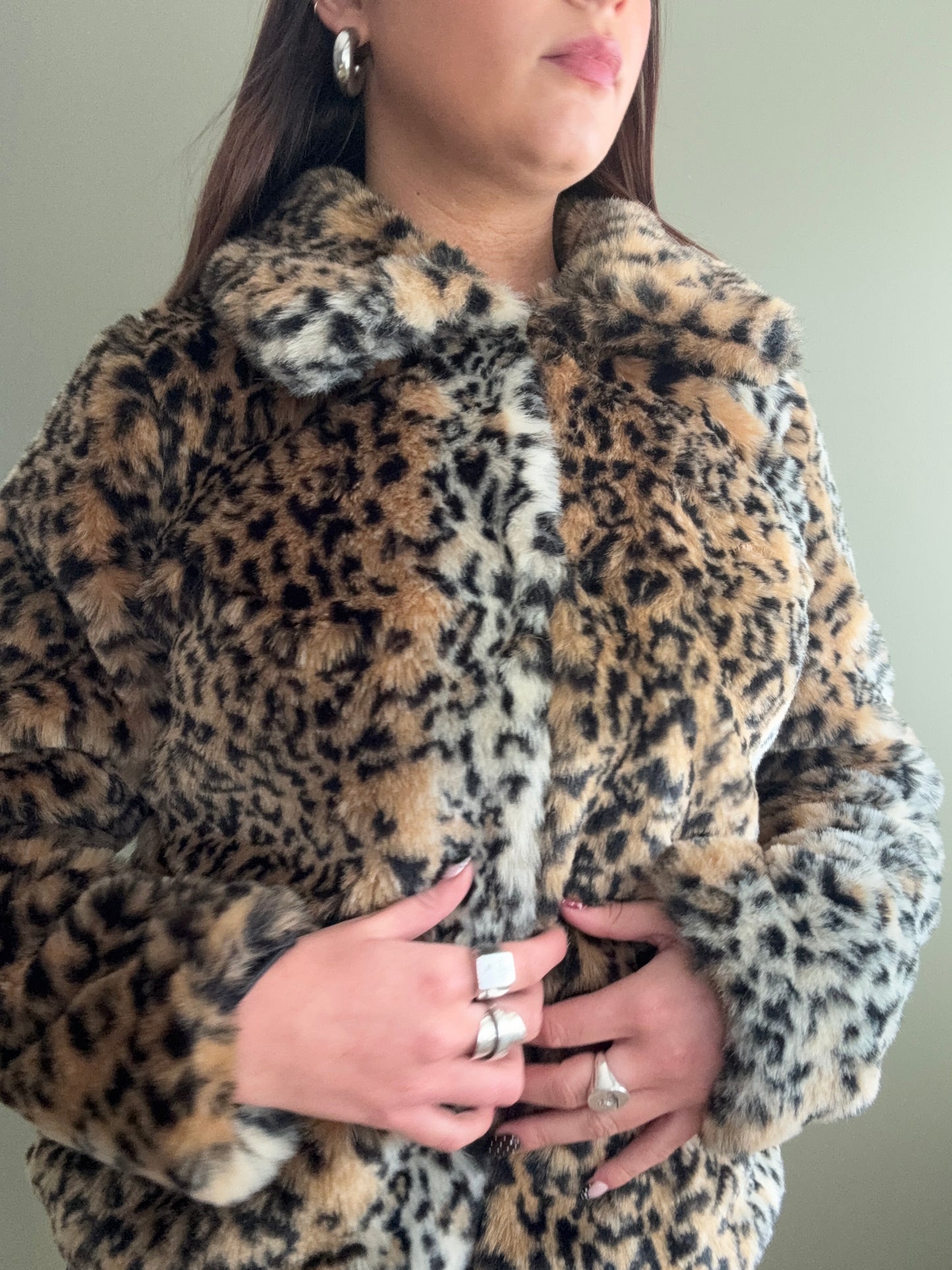 Leopard Faux Fur Jacket (UK8)